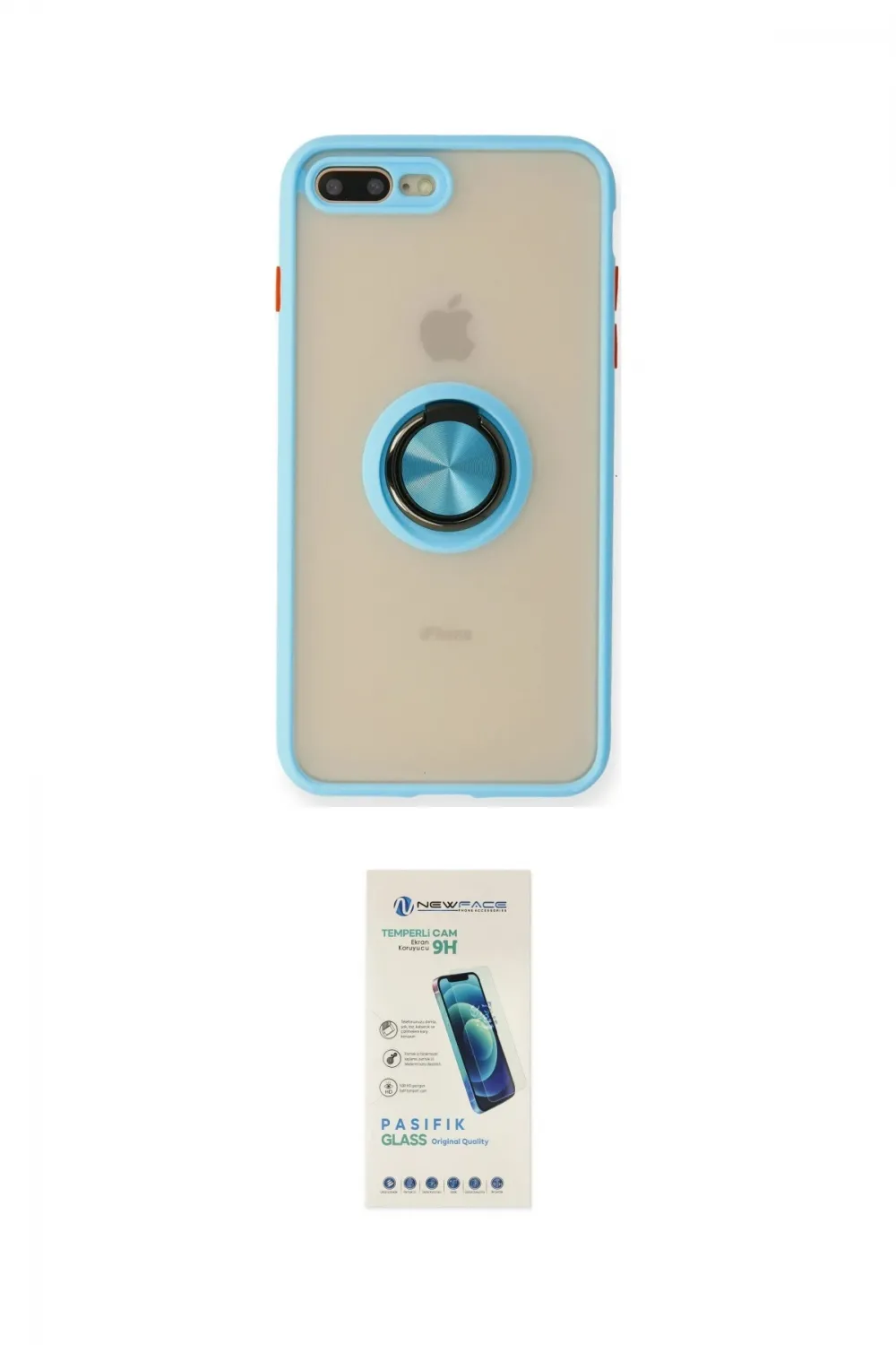 ieg™ iPhone 7 Plus Kılıf Yörünge Çizgi - Şeffaf Pasifik Cam Ekran Koruyucu