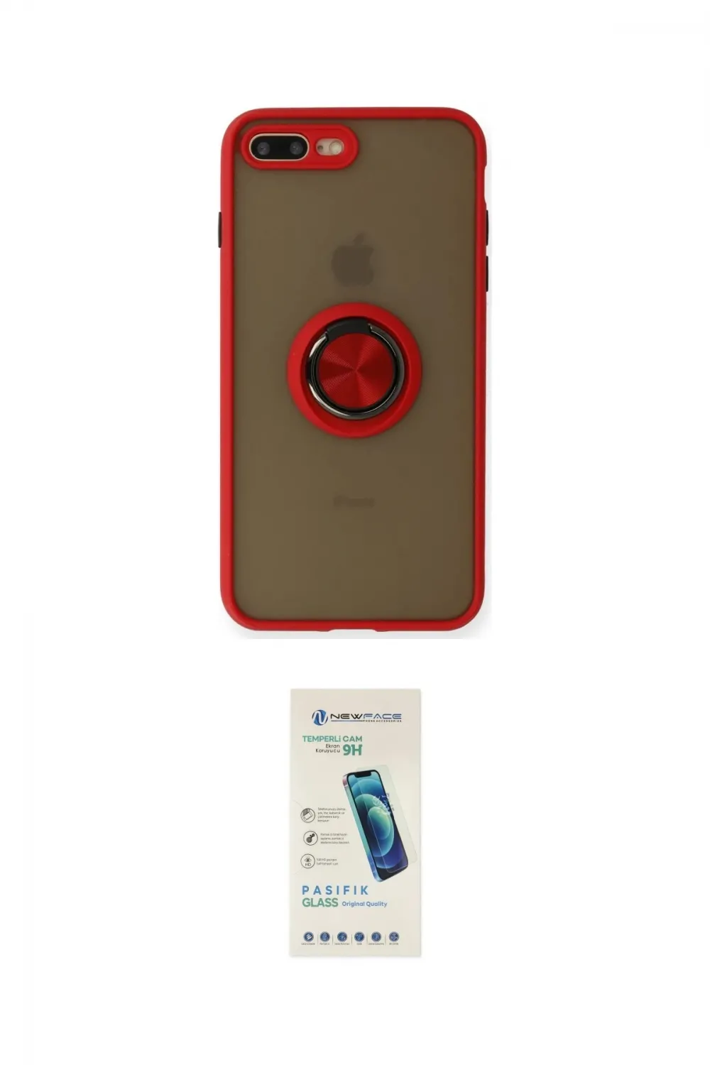 ieg™ iPhone 7 Plus Kılıf Yörünge Çizgi - Şeffaf Pasifik Cam Ekran Koruyucu