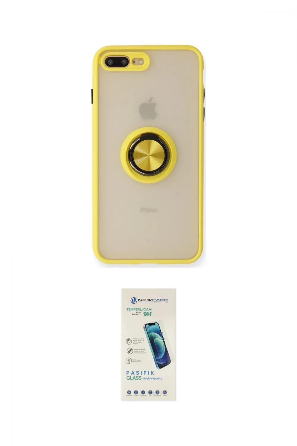 ieg™ iPhone 7 Plus Kılıf Yörünge Çizgi - Şeffaf Pasifik Cam Ekran Koruyucu