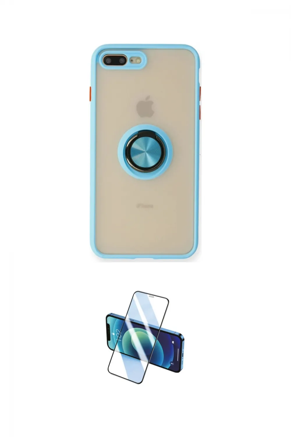 ieg™ iPhone 7 Plus Kılıf Yörünge Çizgi - Siyah 3D Antistatik Cam Ekran Koruyucu