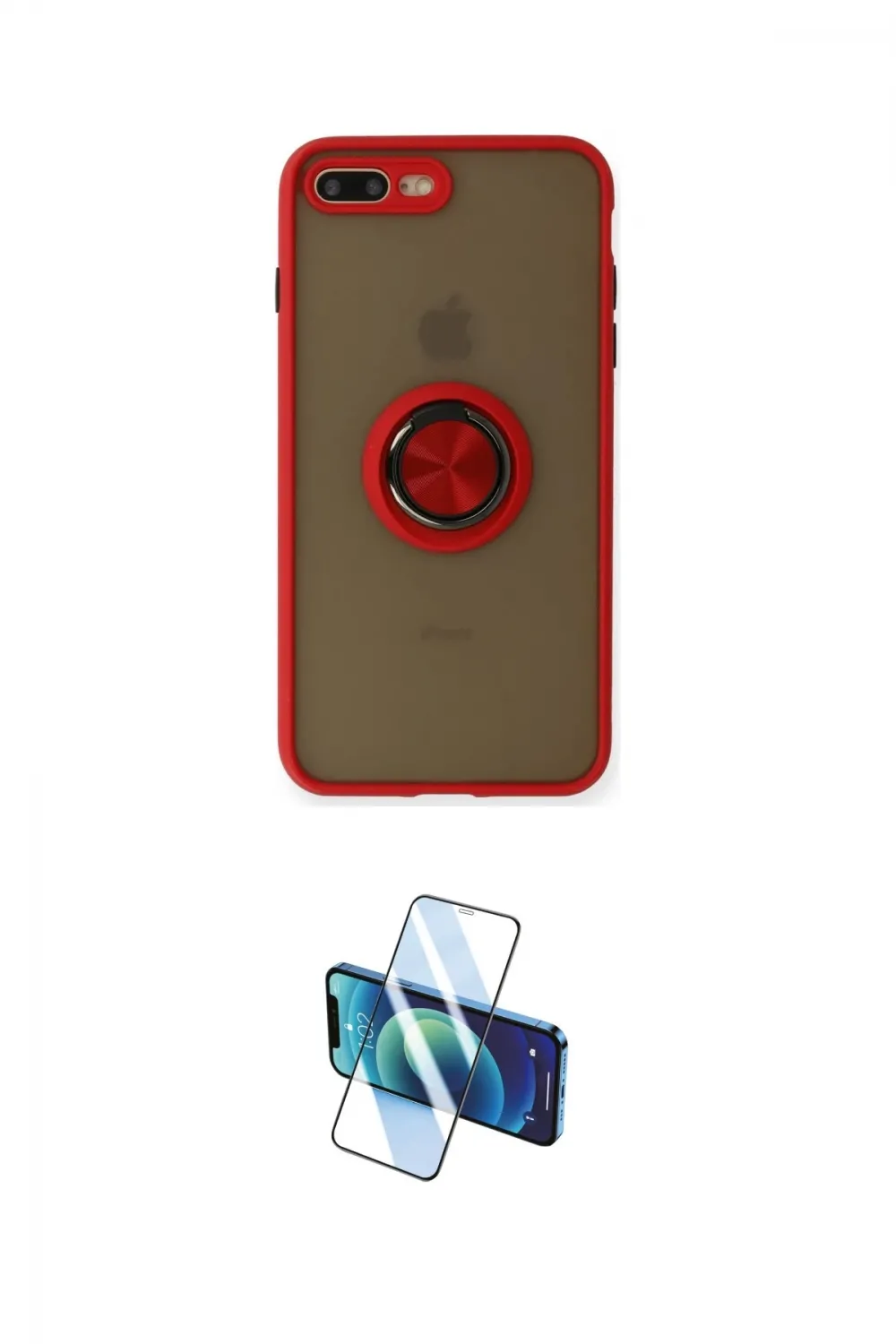 ieg™ iPhone 7 Plus Kılıf Yörünge Çizgi - Siyah 3D Antistatik Cam Ekran Koruyucu