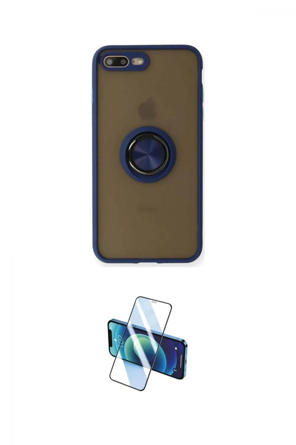 ieg™ iPhone 7 Plus Kılıf Yörünge Çizgi - Siyah 3D Antistatik Cam Ekran Koruyucu