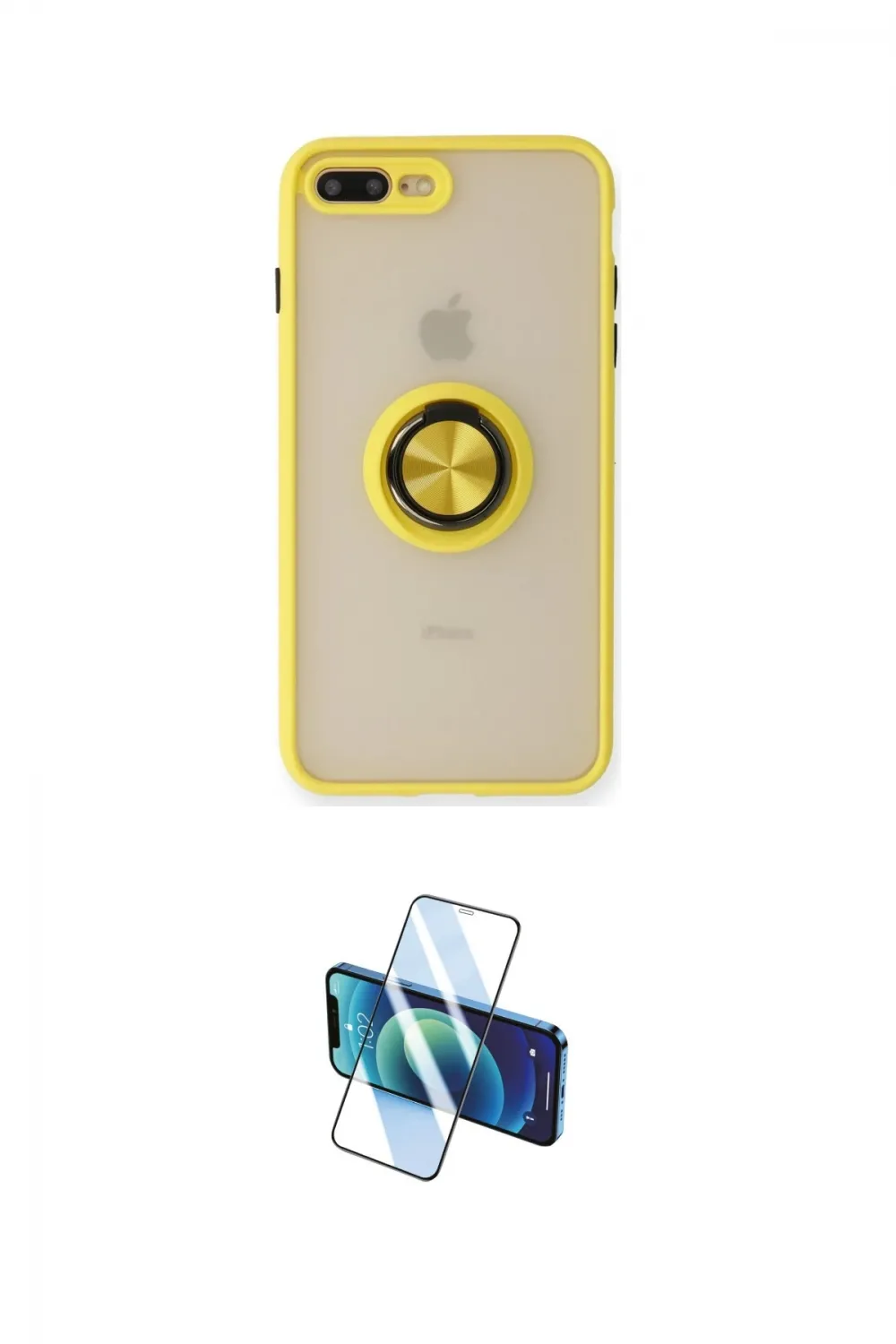 ieg™ iPhone 7 Plus Kılıf Yörünge Çizgi - Siyah 3D Antistatik Cam Ekran Koruyucu