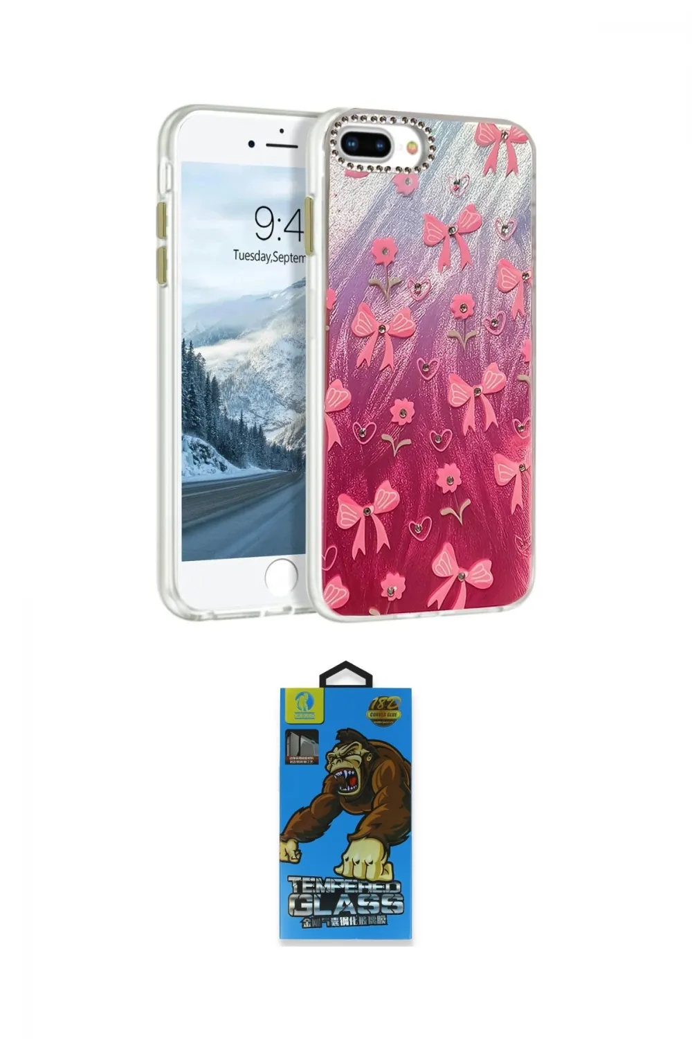 ieg™ iPhone 7 Plus Kılıf Zirve Modern Prime - Beyaz 18D Cam Ekran Koruyucu