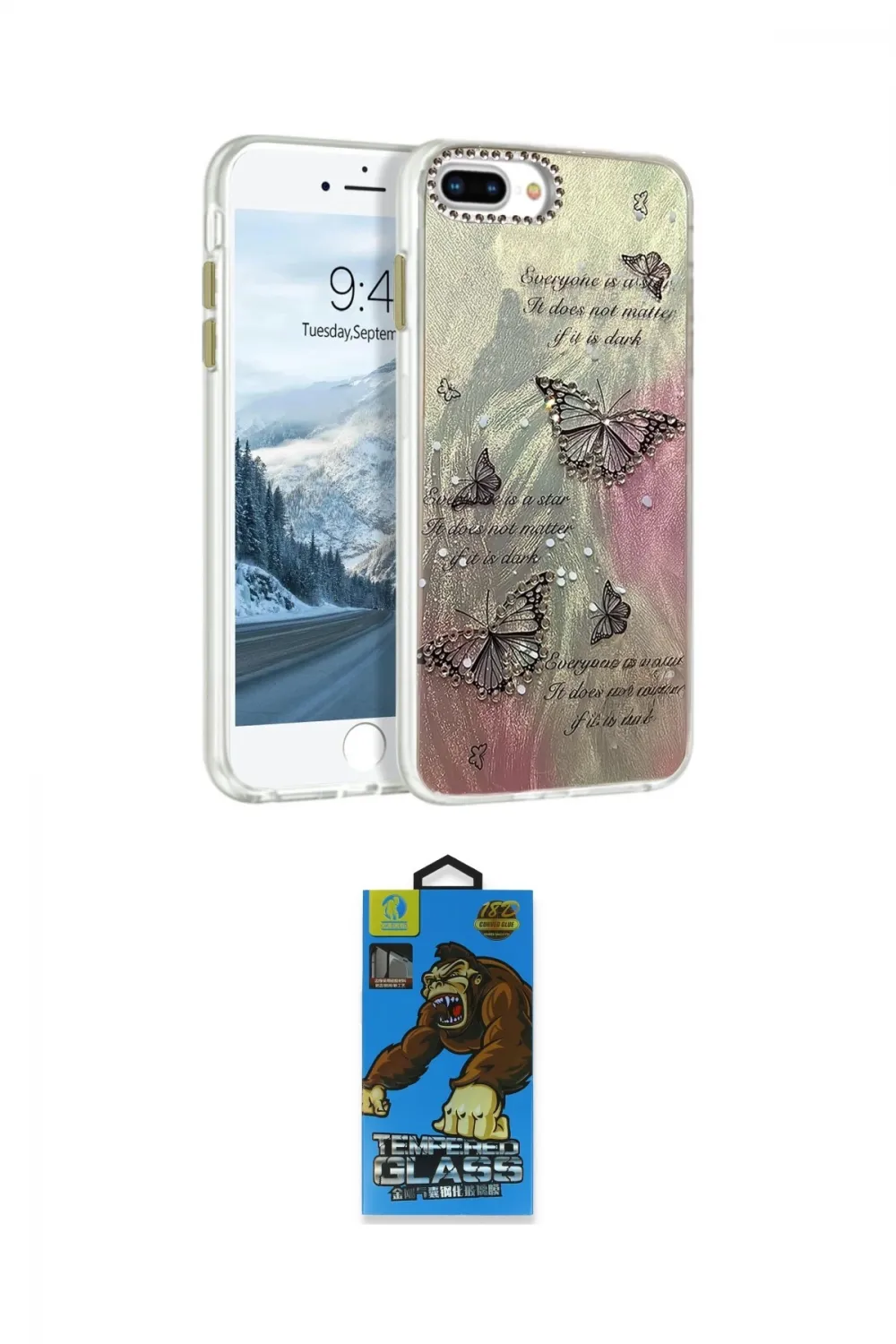 ieg™ iPhone 7 Plus Kılıf Zirve Modern Prime - Beyaz 18D Cam Ekran Koruyucu