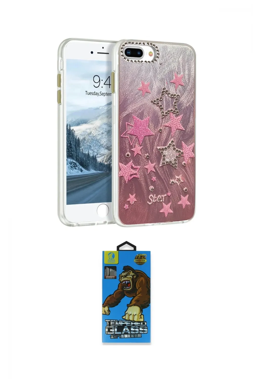 ieg™ iPhone 7 Plus Kılıf Zirve Modern Prime - Beyaz 18D Cam Ekran Koruyucu