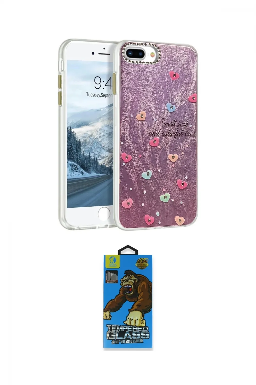 ieg™ iPhone 7 Plus Kılıf Zirve Modern Prime - Beyaz 18D Cam Ekran Koruyucu