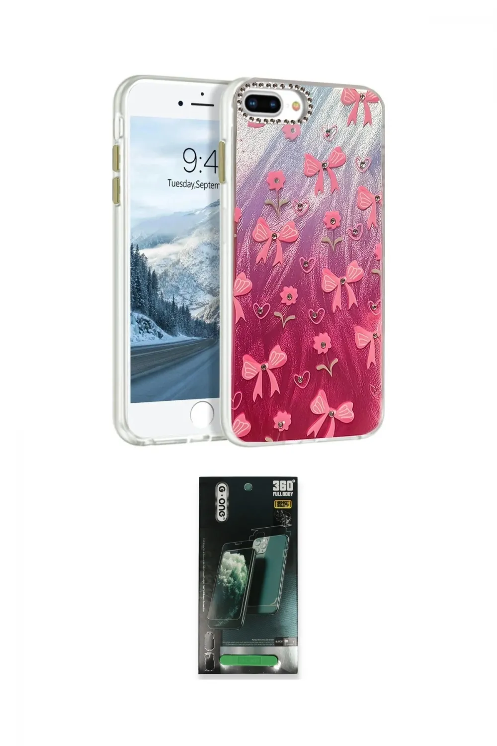 ieg™ iPhone 7 Plus Kılıf Zirve Modern Prime - Şeffaf 360 Full Body Arka Koruyucu