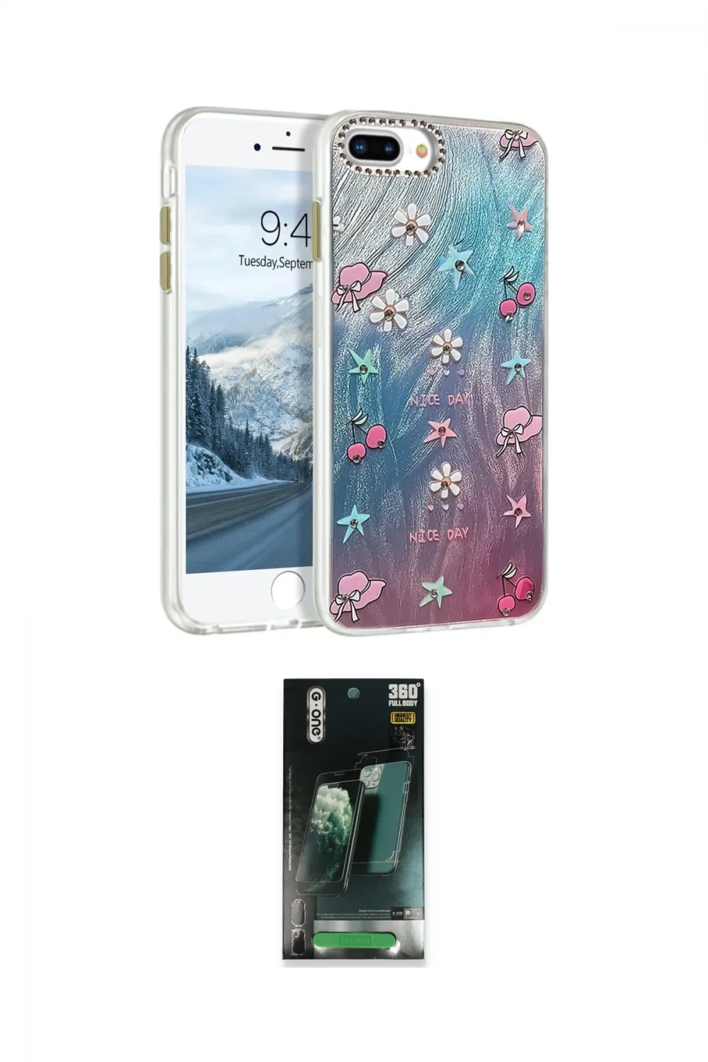 ieg™ iPhone 7 Plus Kılıf Zirve Modern Prime - Şeffaf 360 Full Body Arka Koruyucu