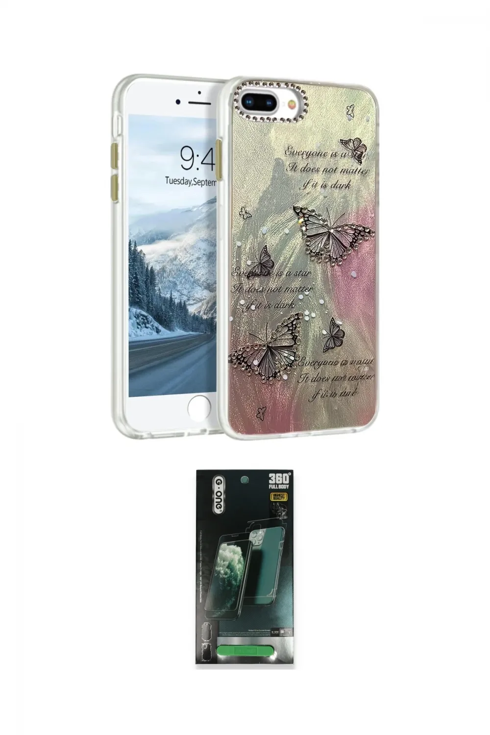 ieg™ iPhone 7 Plus Kılıf Zirve Modern Prime - Şeffaf 360 Full Body Arka Koruyucu