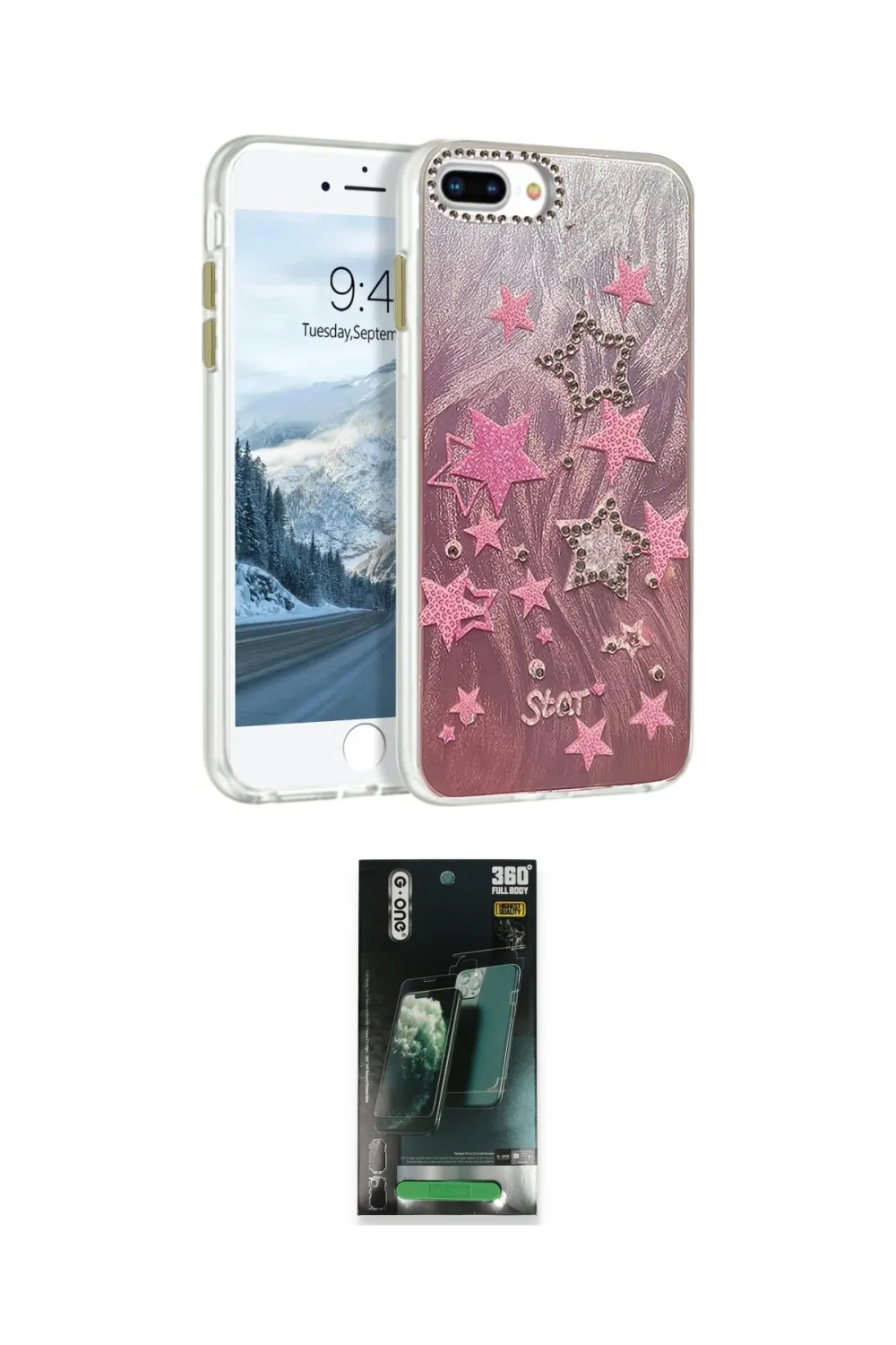 ieg™ iPhone 7 Plus Kılıf Zirve Modern Prime - Şeffaf 360 Full Body Arka Koruyucu