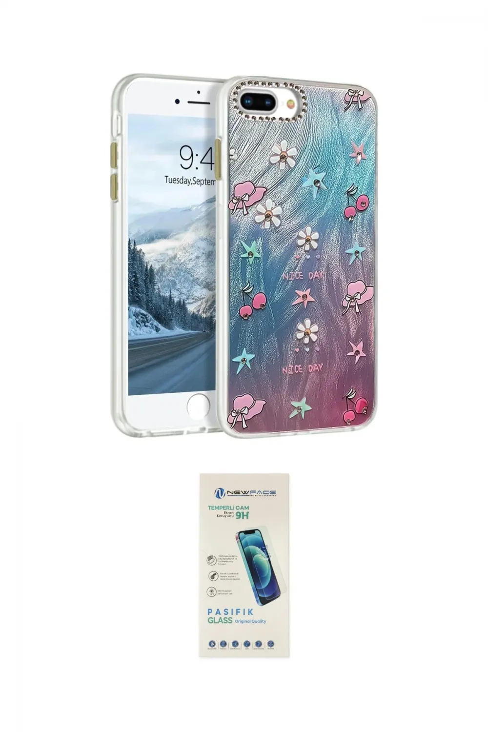 ieg™ iPhone 7 Plus Kılıf Zirve Modern Prime - Şeffaf Pasifik Cam Ekran Koruyucu