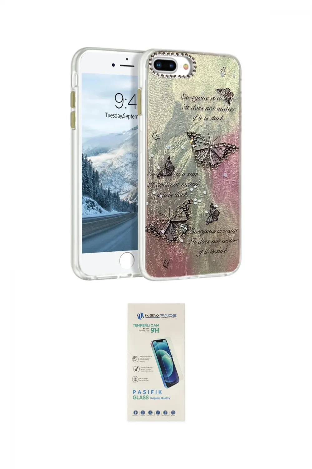 ieg™ iPhone 7 Plus Kılıf Zirve Modern Prime - Şeffaf Pasifik Cam Ekran Koruyucu