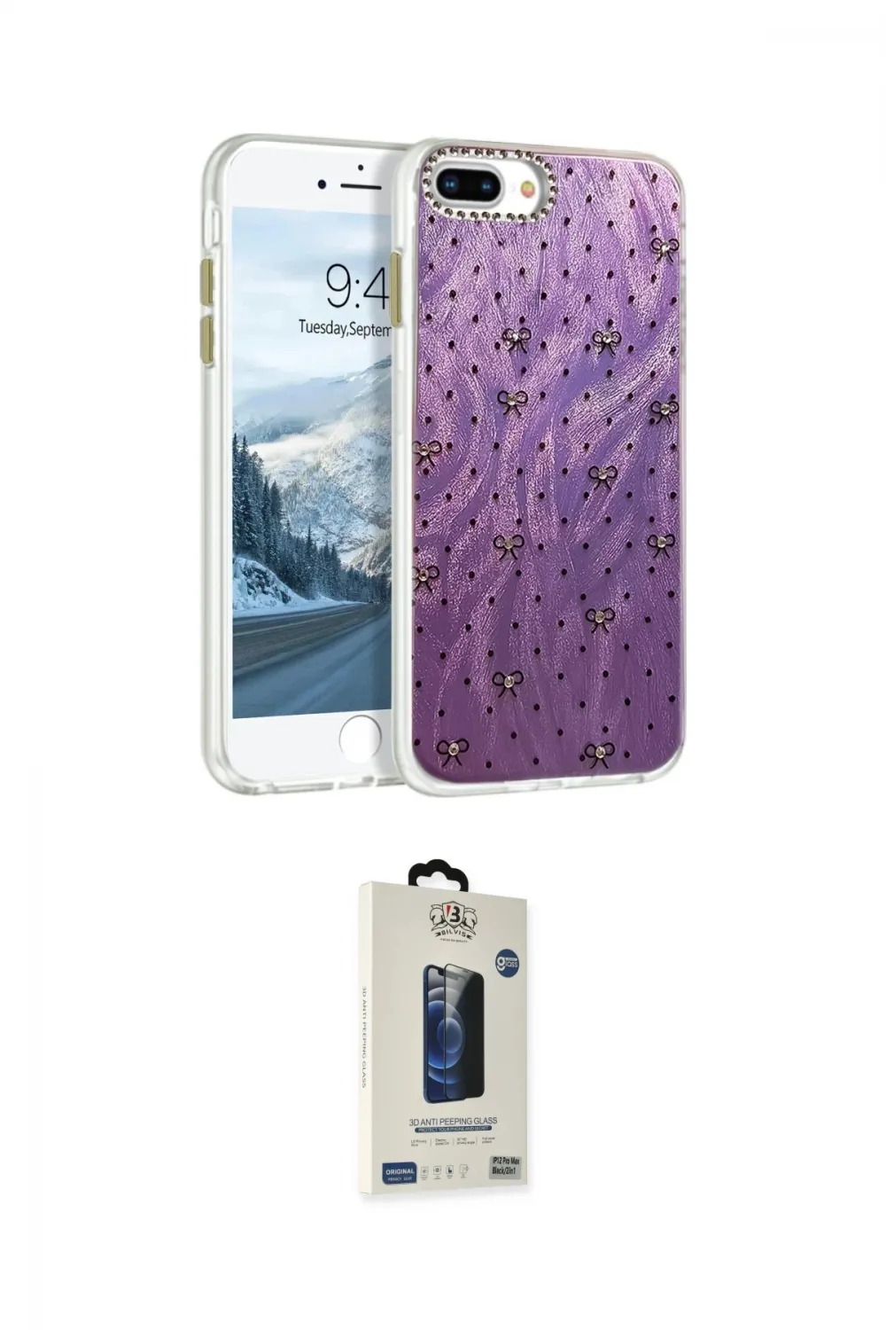 ieg™ iPhone 7 Plus Kılıf Zirve Modern Prime - Siyah Bilvis Hayalet Cam Ekran Koruyucu