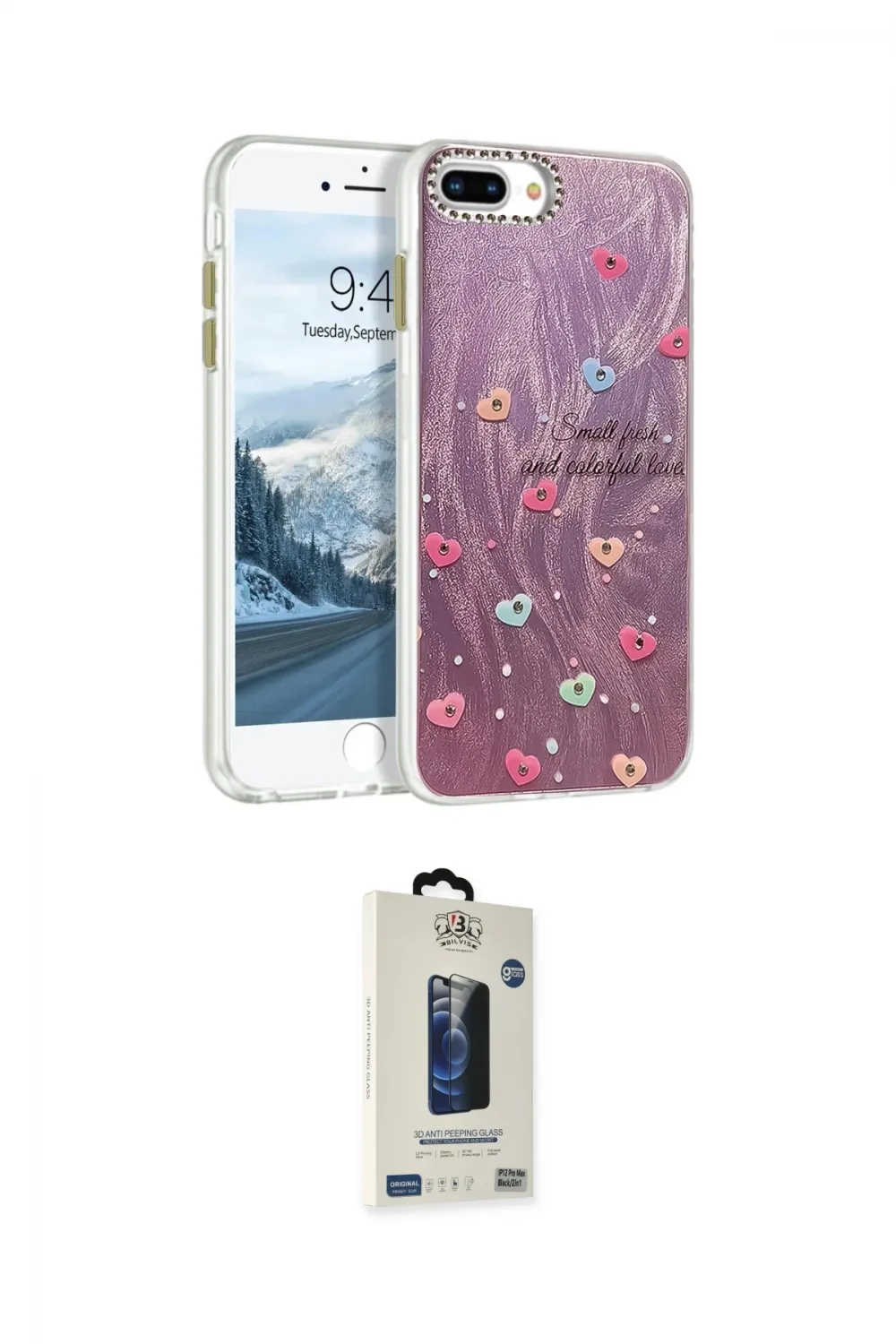 ieg™ iPhone 7 Plus Kılıf Zirve Modern Prime - Siyah Bilvis Hayalet Cam Ekran Koruyucu