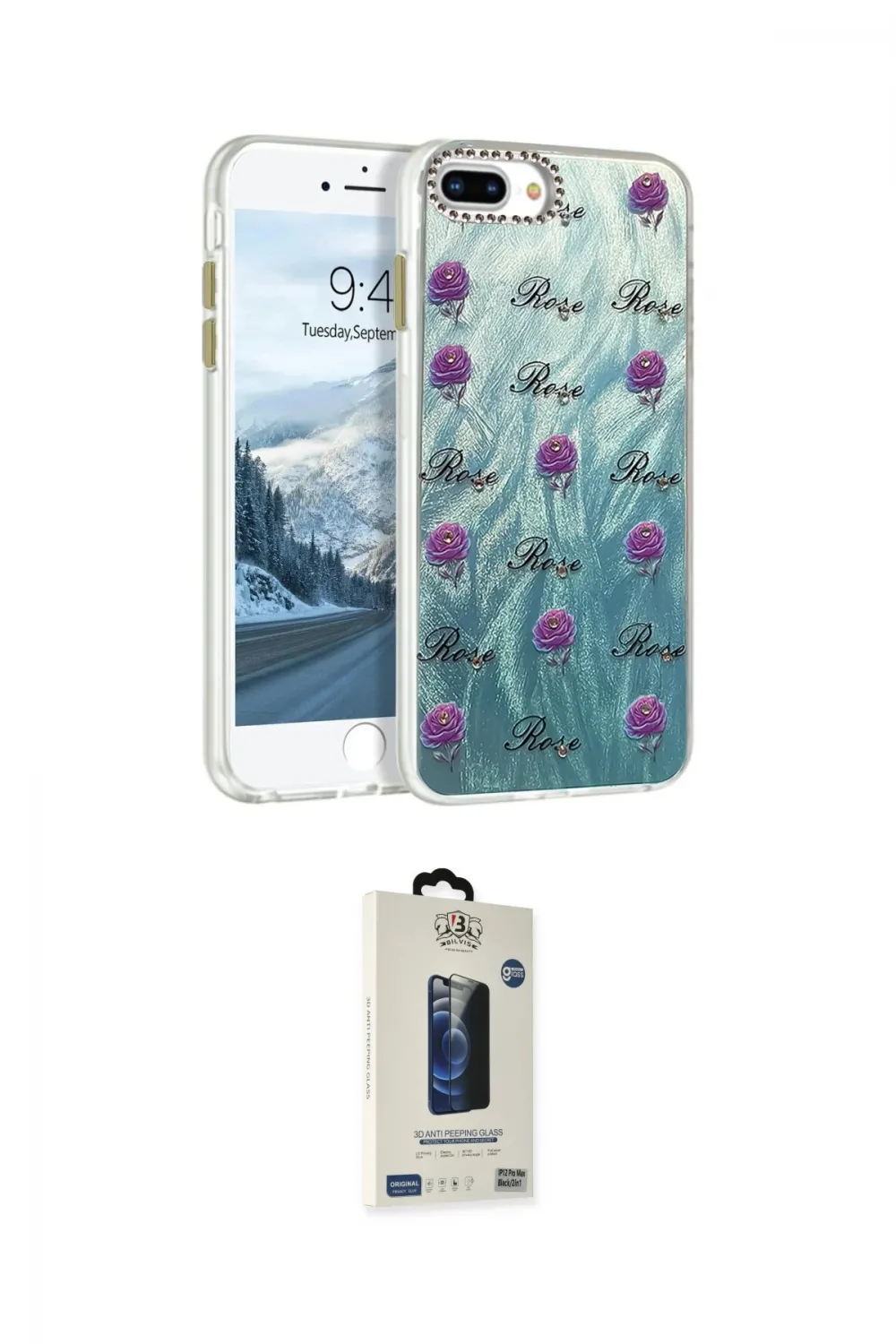 ieg™ iPhone 7 Plus Kılıf Zirve Modern Prime - Siyah Bilvis Hayalet Cam Ekran Koruyucu