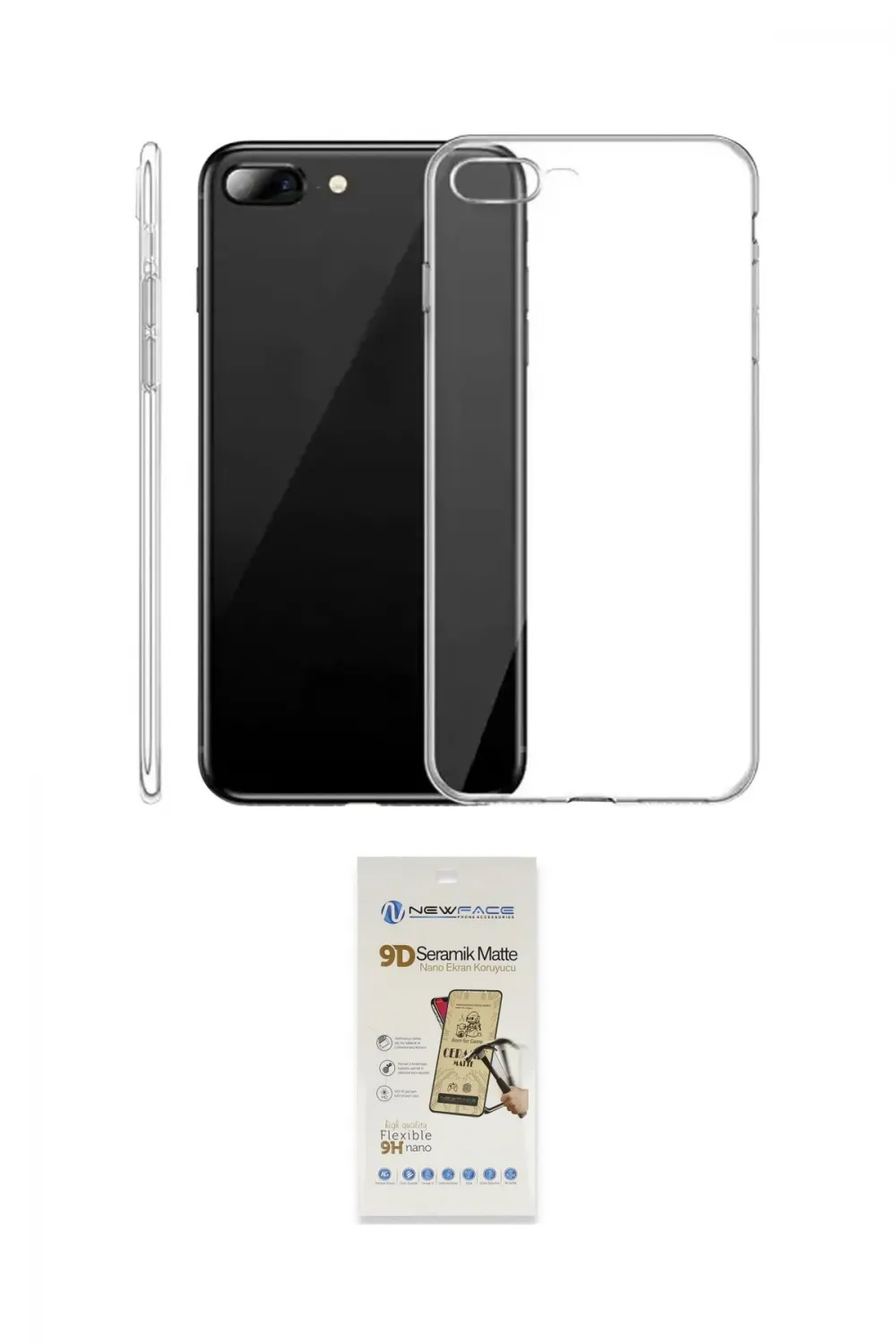 ieg™ iPhone 8 Plus Kılıf Zirve Doku - Beyaz Mat Seramik Nano Ekran Koruyucu