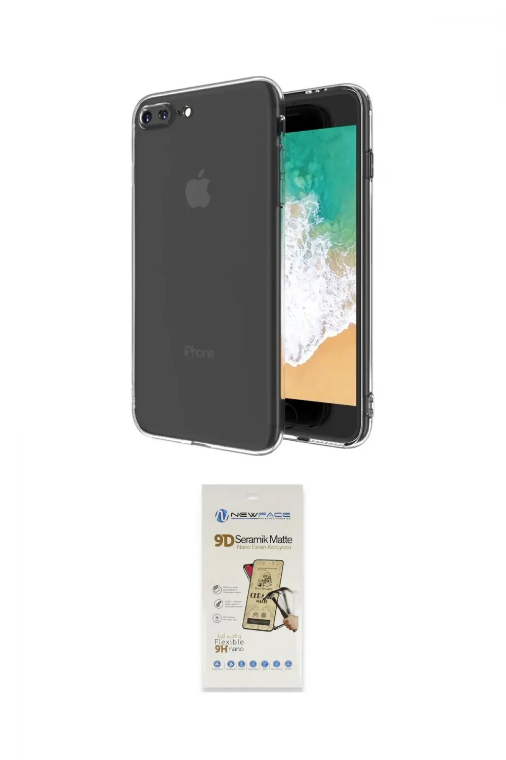 ieg™ iPhone 8 Plus Kılıf Zirve Doku - Beyaz Mat Seramik Nano Ekran Koruyucu