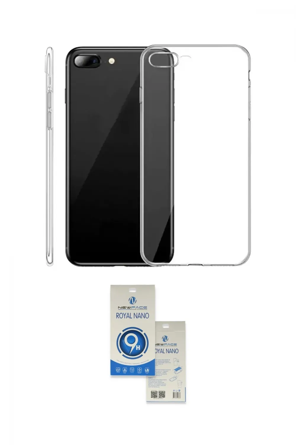 ieg™ iPhone 8 Plus Kılıf Zirve Doku - Şeffaf Royal Nano Ekran Koruyucu
