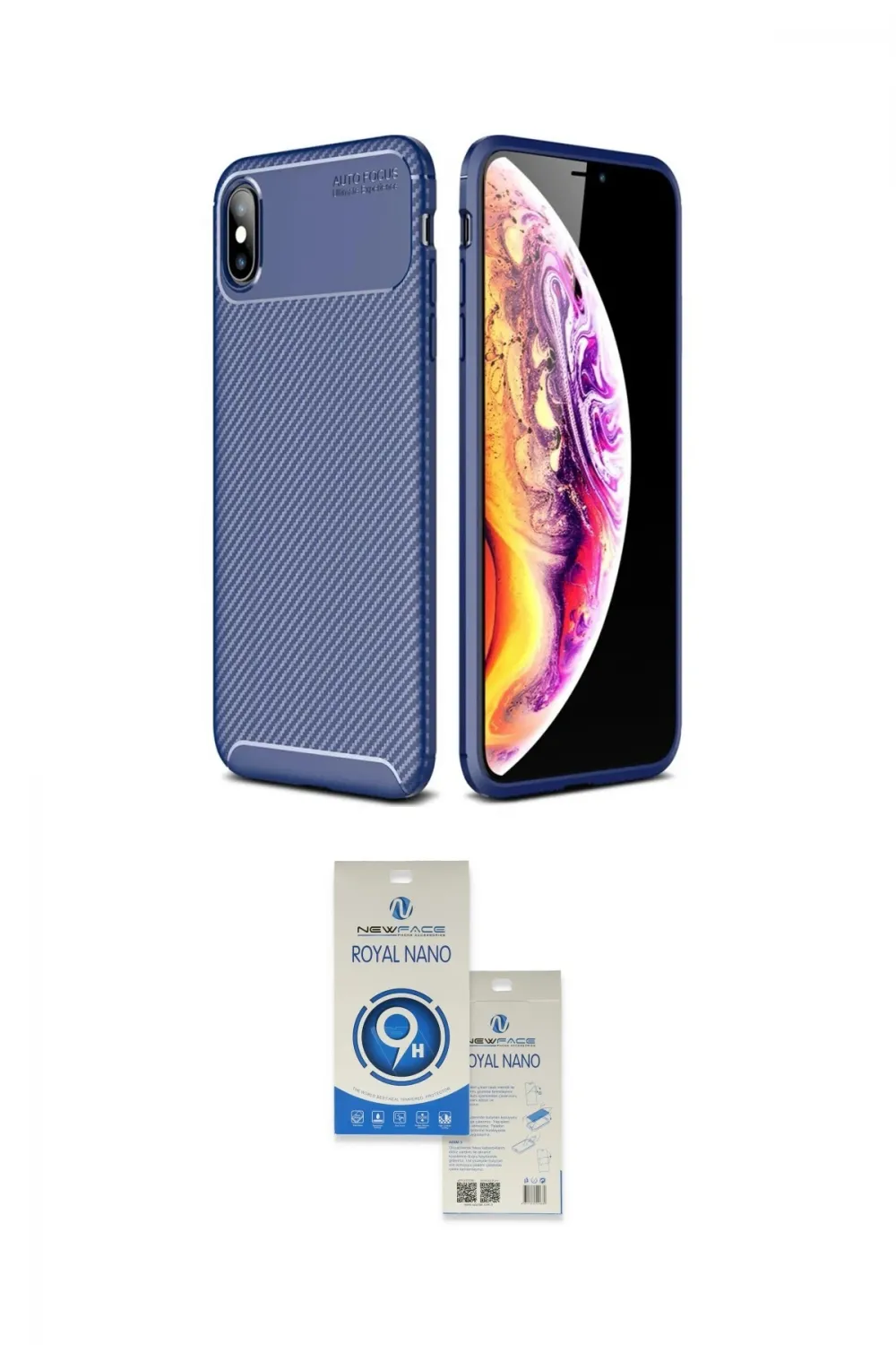 ieg™ iPhone XS Max Kılıf Eksen Form Prime - Şeffaf Royal Nano Ekran Koruyucu