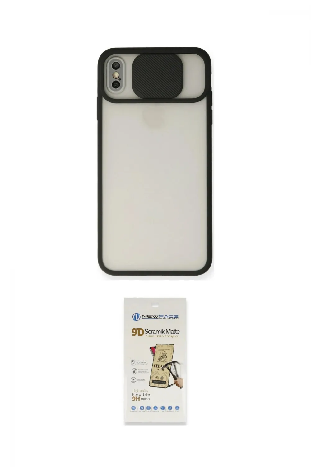 ieg™ iPhone XS Max Kılıf Vadi Çizgi - Siyah Mat Seramik Nano Ekran Koruyucu