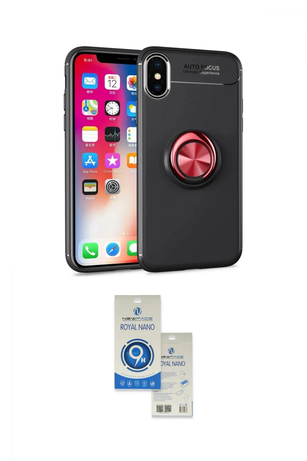 ieg™ iPhone XS Max Kılıf Yankı Form Prime - Şeffaf Royal Nano Ekran Koruyucu