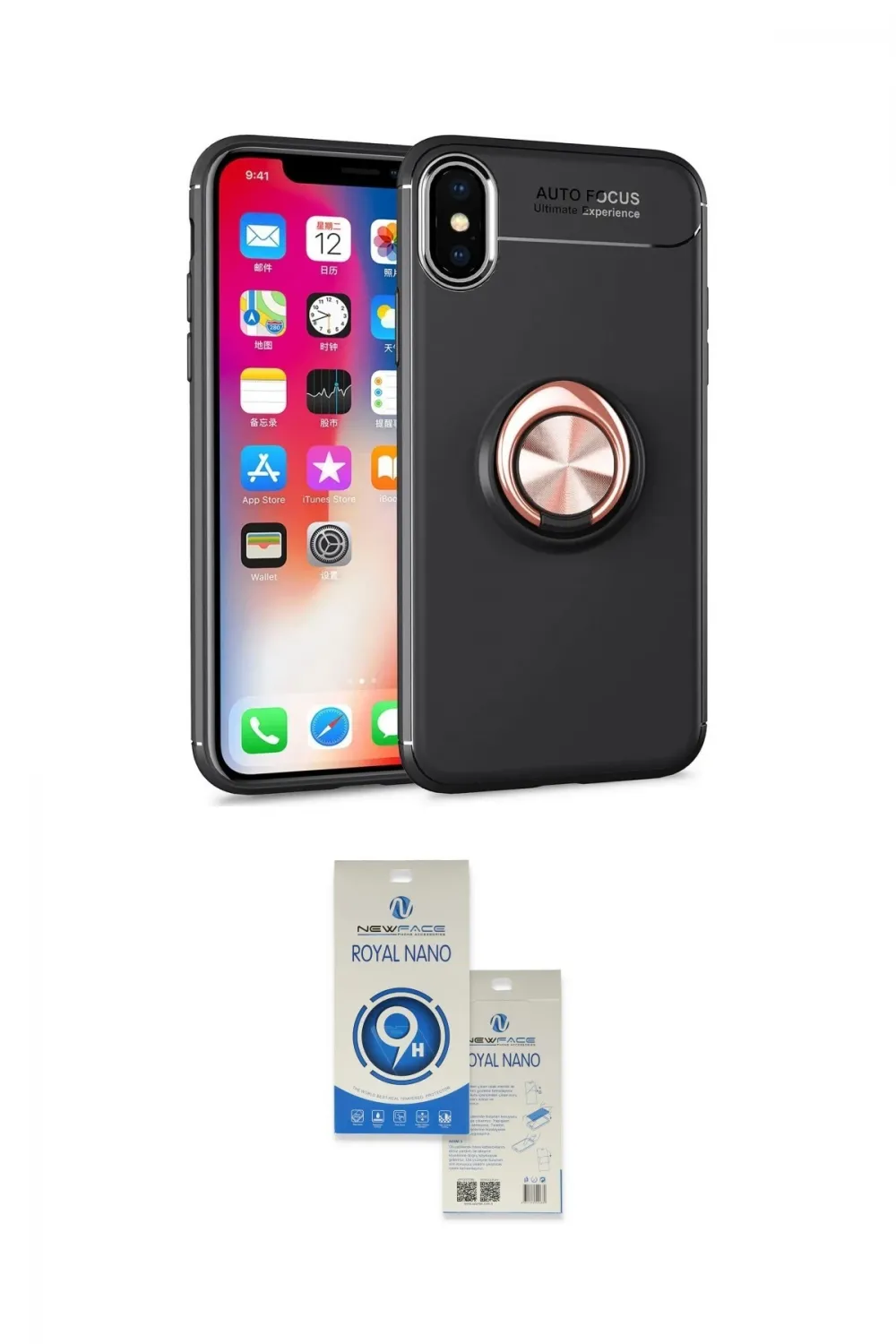 ieg™ iPhone XS Max Kılıf Yankı Form Prime - Şeffaf Royal Nano Ekran Koruyucu