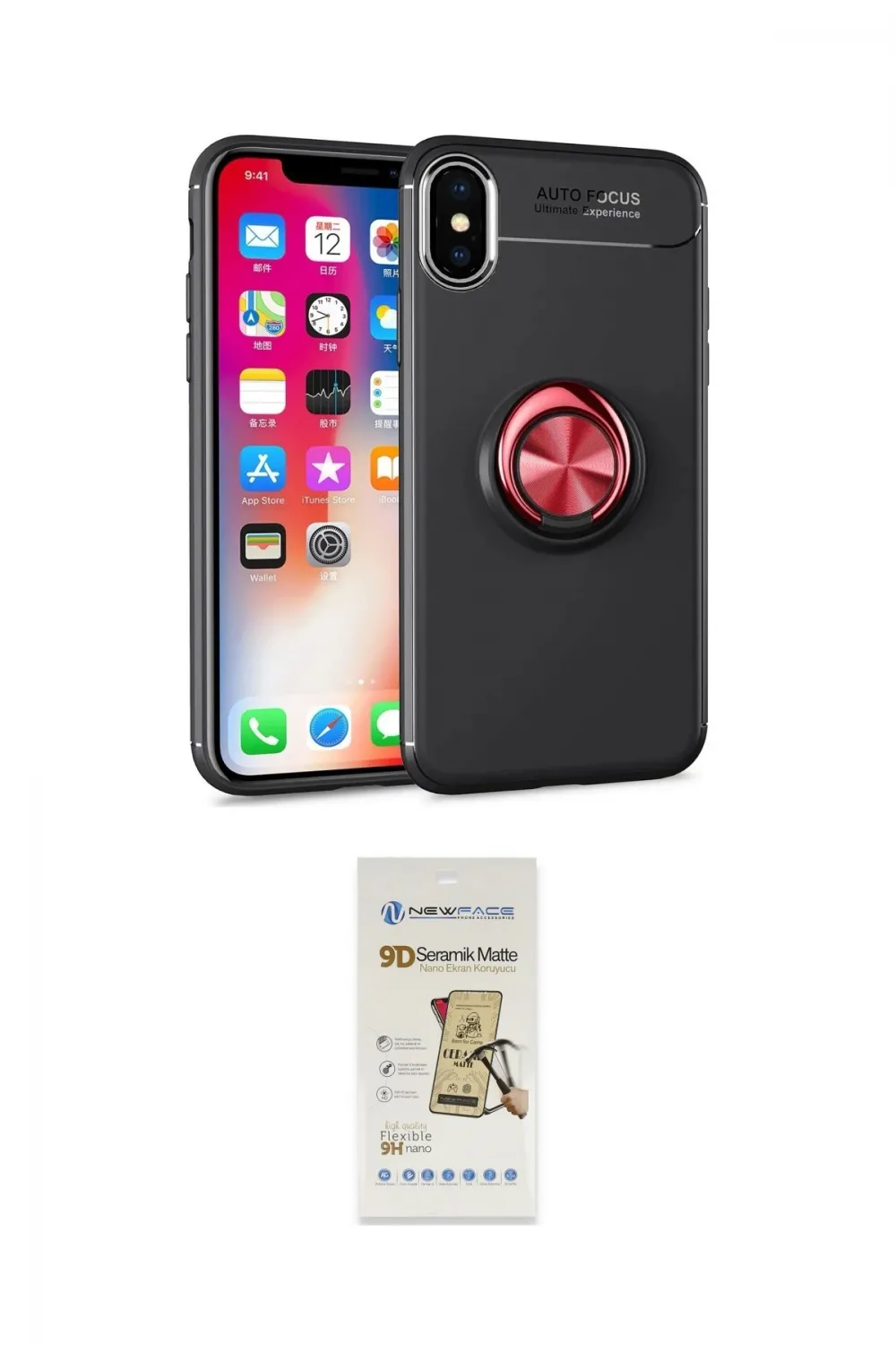 ieg™ iPhone XS Max Kılıf Yankı Form Prime - Siyah Mat Seramik Nano Ekran Koruyucu