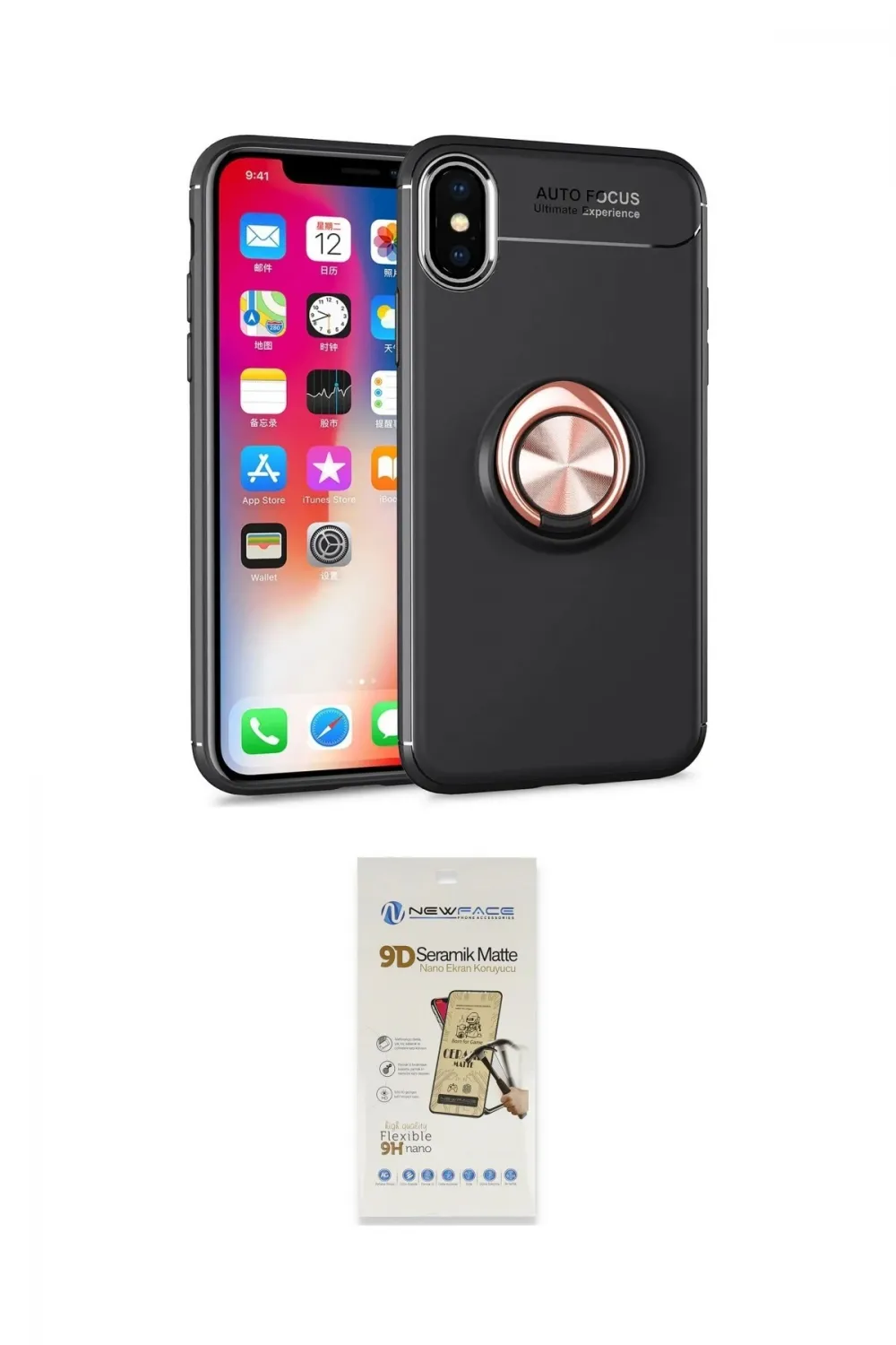 ieg™ iPhone XS Max Kılıf Yankı Form Prime - Siyah Mat Seramik Nano Ekran Koruyucu