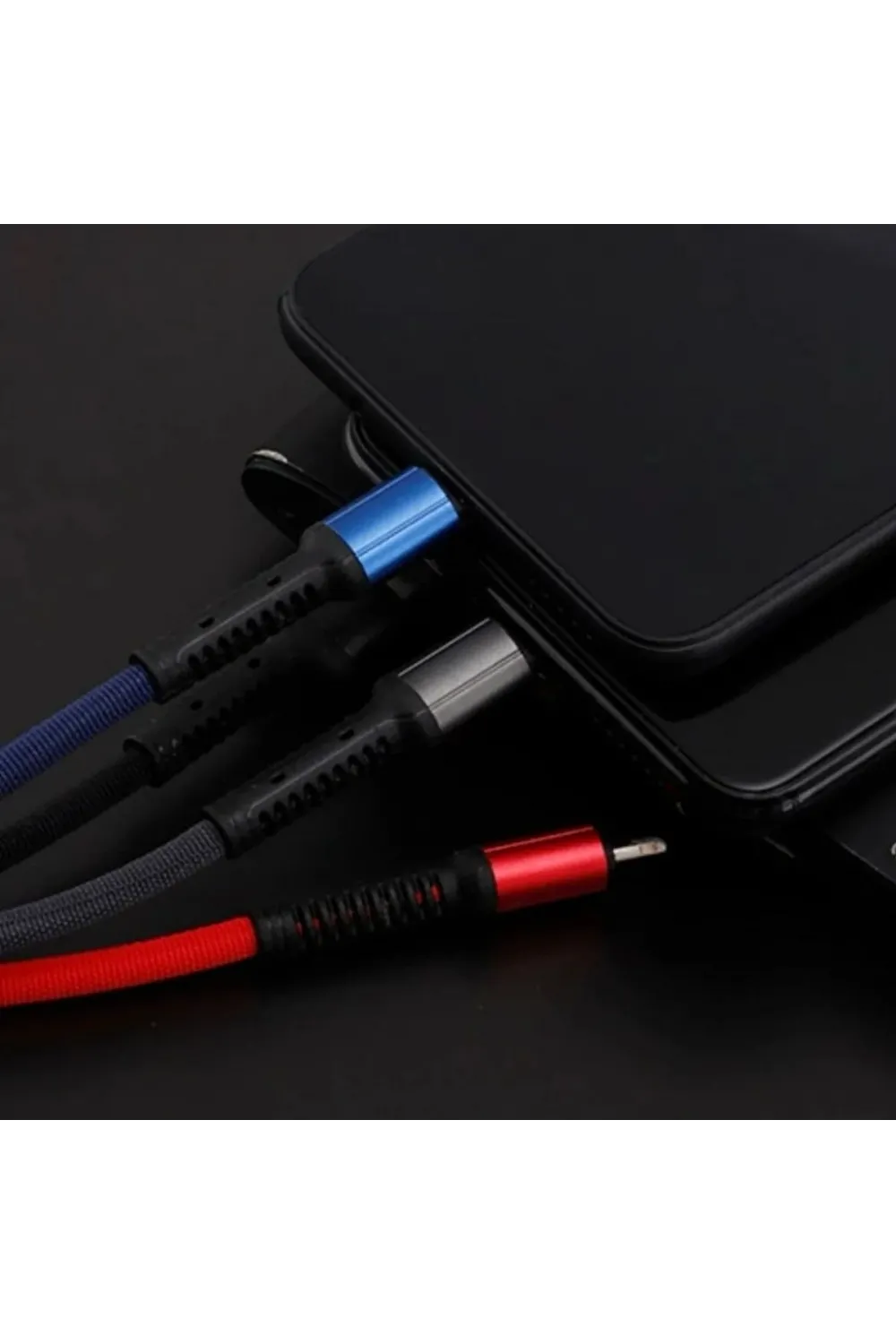 Işıklı Anahtarlık Model 3 in 1 USB Çıkışlı MİKRO,TYPE-C ve İphone Uyumlu Şarj Kablosu
