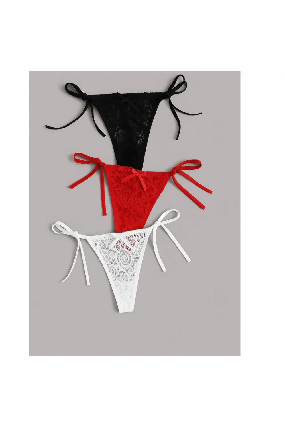 Kadın 3lü Dantelli Yandan Bağlamalı Seksi Tanga IEG0054
