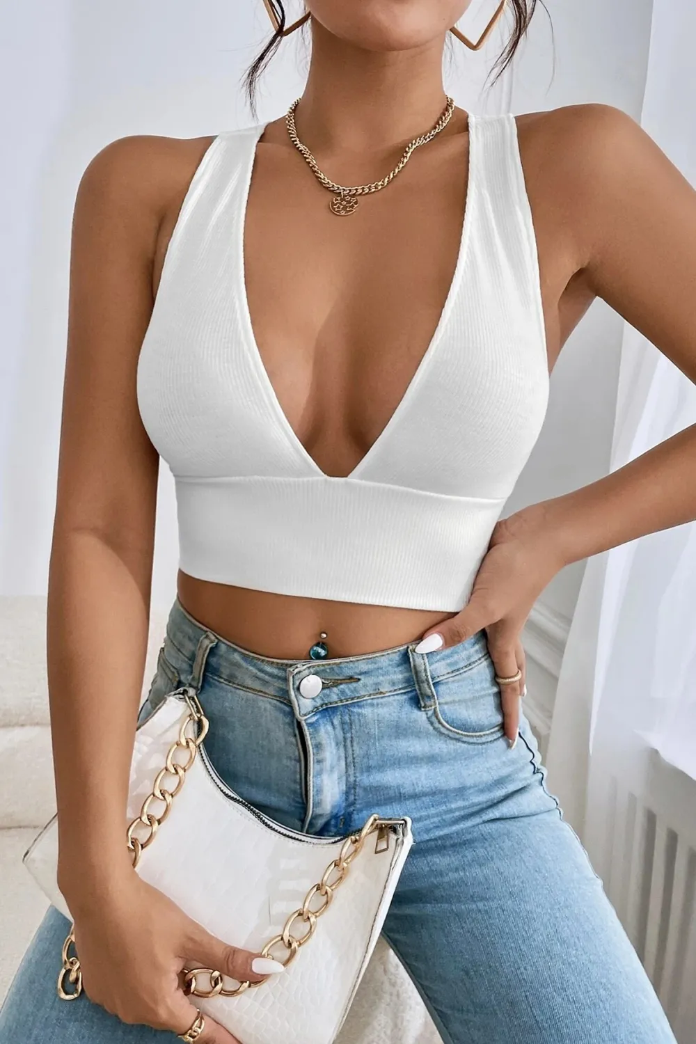 ieg™ Kadın Siyah Çapraz Sırt Detaylı Şık Crop Top Büstiyer