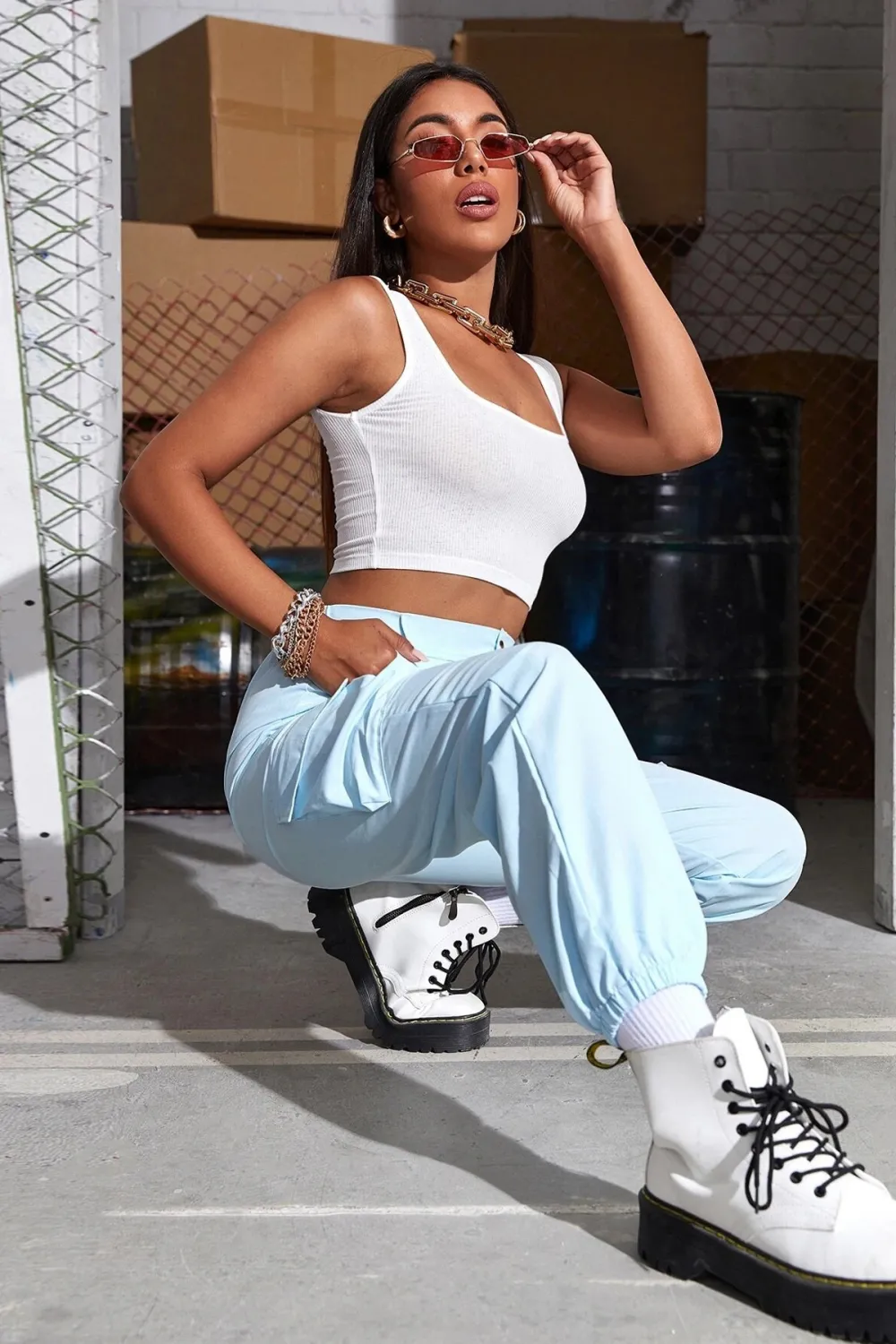 ieg™ Kadın Beyaz Kalın Askılı Crop Top Büstiyer