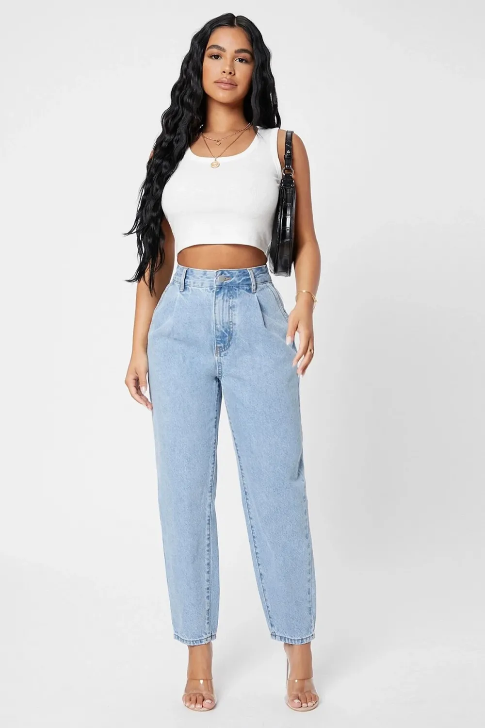 ieg™ Kadın Beyaz Kare Yaka Crop Top Bluz