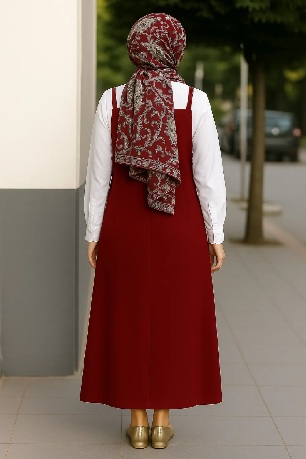 ieg™ Kadın Bordo Basic Ayarlanabilir Askılı Jile Elbise