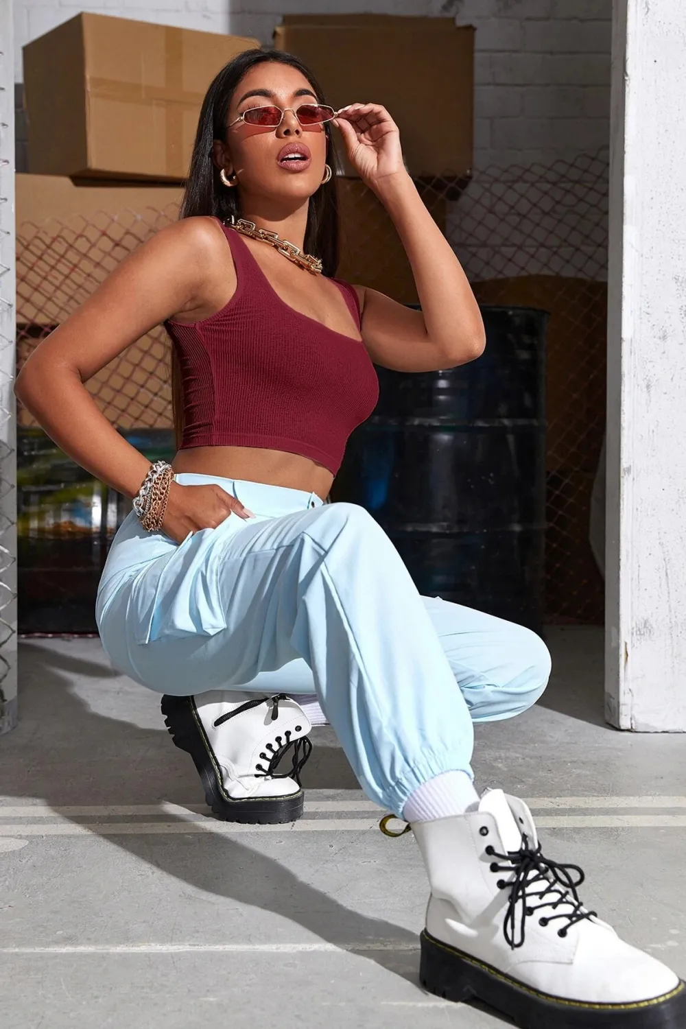 ieg™ Kadın Bordo Kalın Askılı Crop Top Büstiyer
