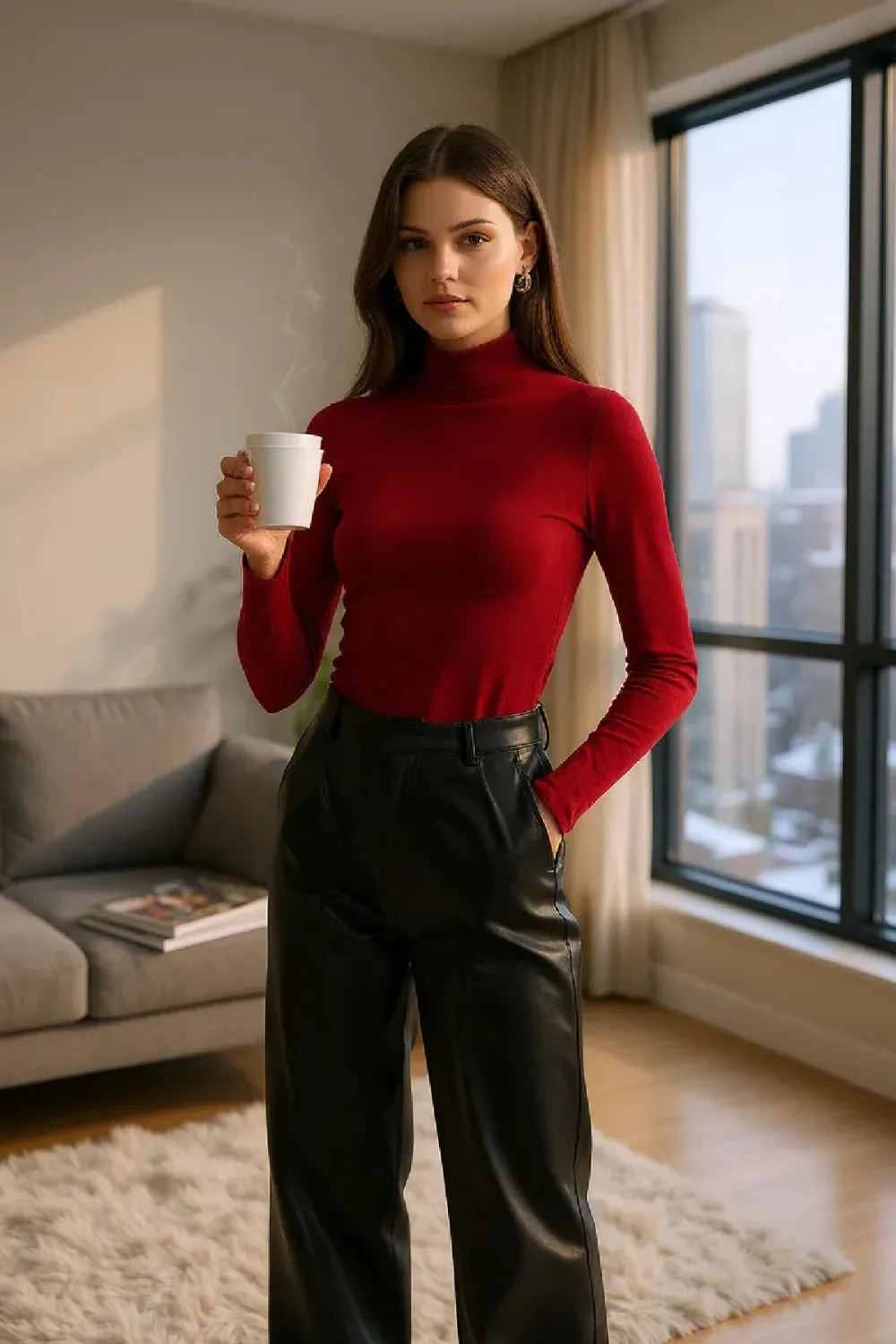 ieg™ Kadın Bordo Parmak Detaylı Esnek Uzun Kollu Body