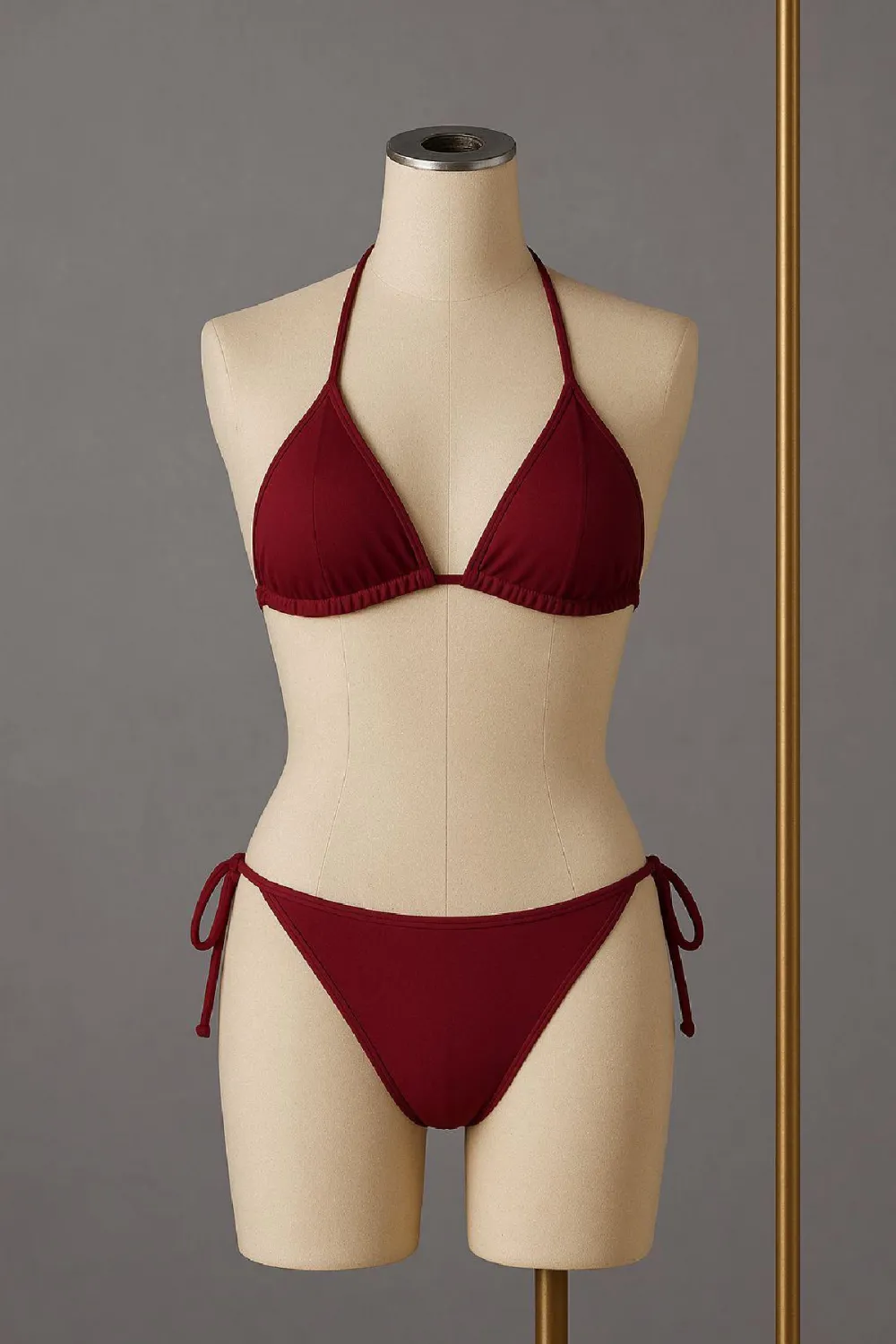 ieg™ Kadın Bordo Yandan ve Boyundan Bağlamalı Bikini Mayo Takımı