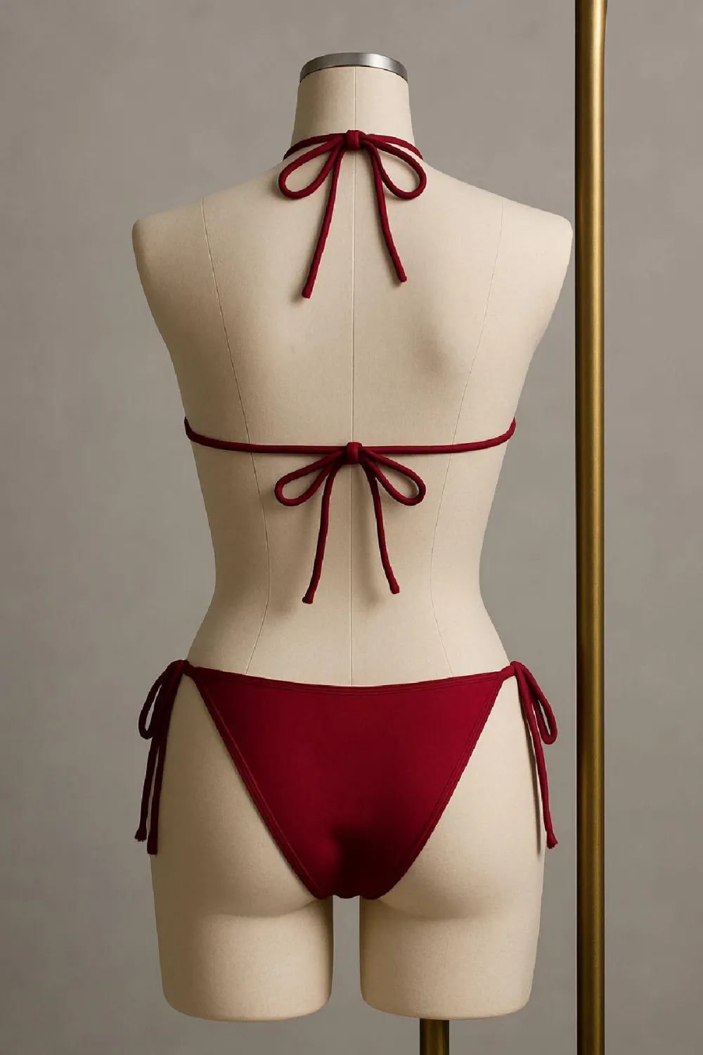 ieg™ Kadın Bordo Yandan ve Boyundan Bağlamalı Bikini Mayo Takımı