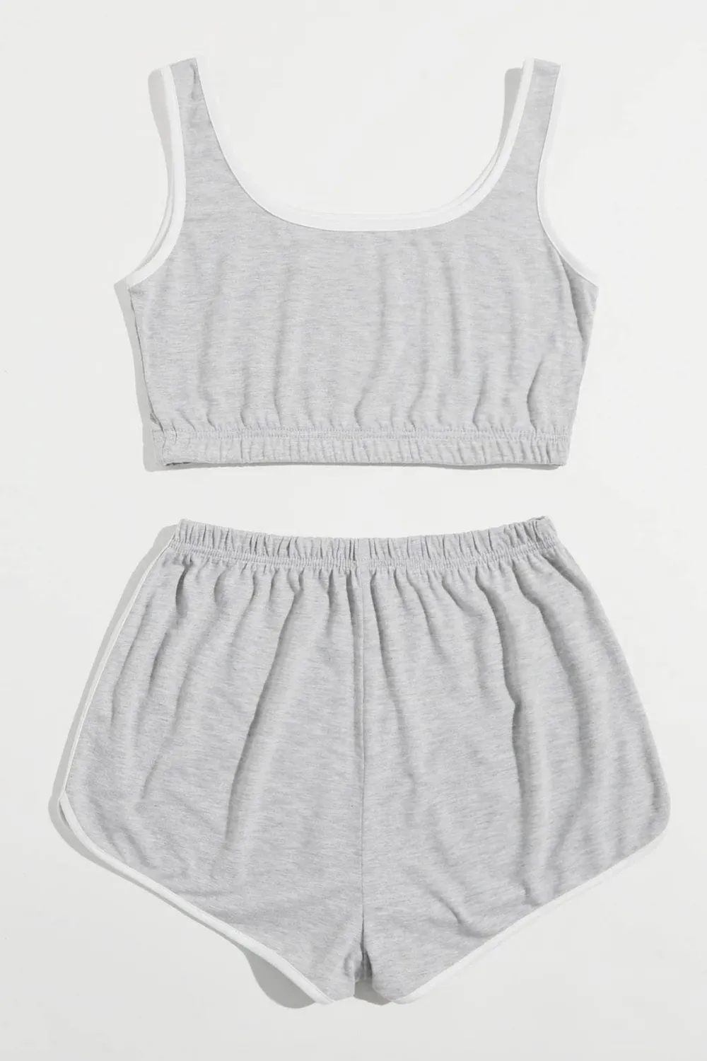 ieg™ Kadın Gri Askılı Crop Top ve Şortlu Gecelik Takım