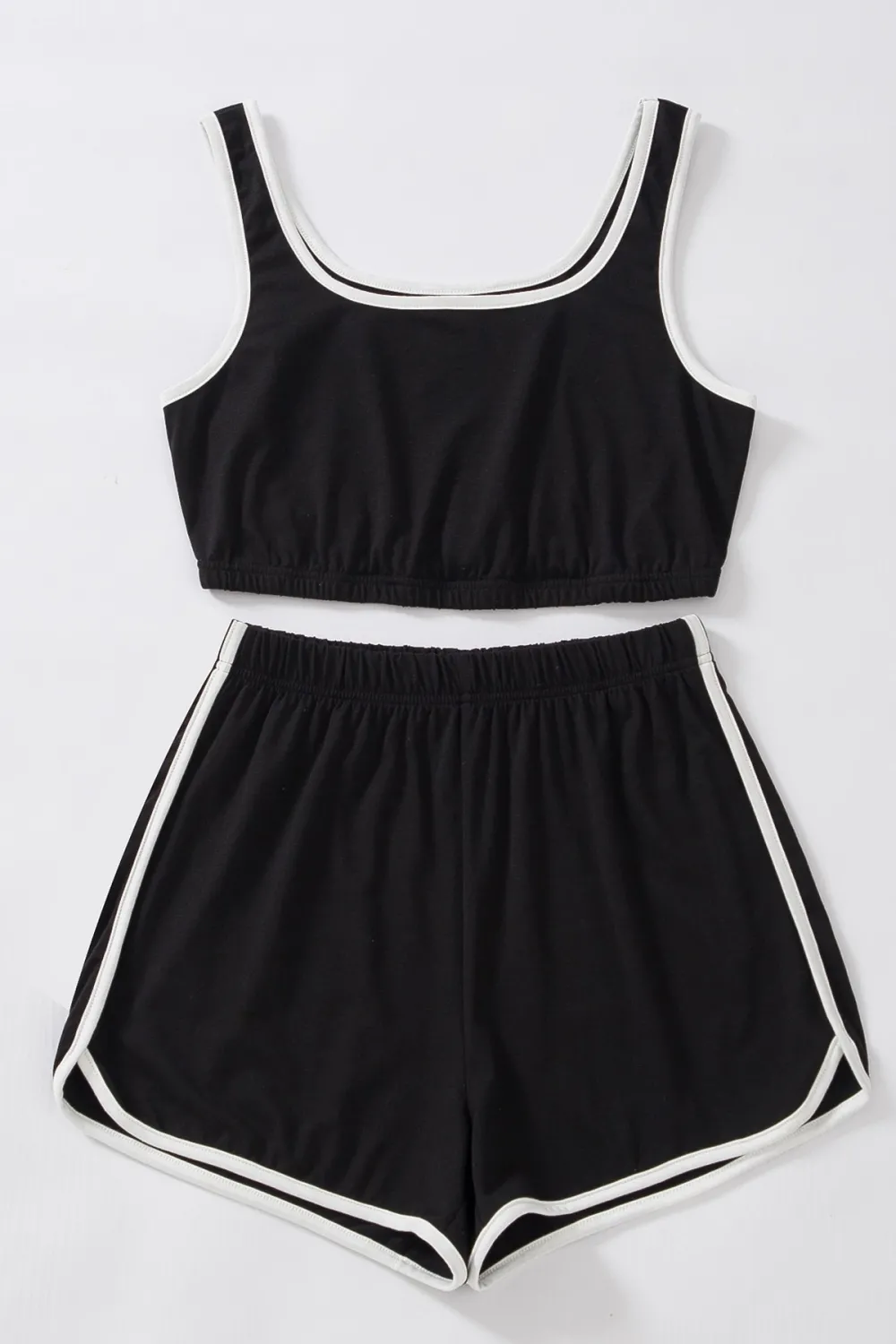 ieg™ Kadın Siyah Askılı Crop Top ve Şortlu Gecelik Takım