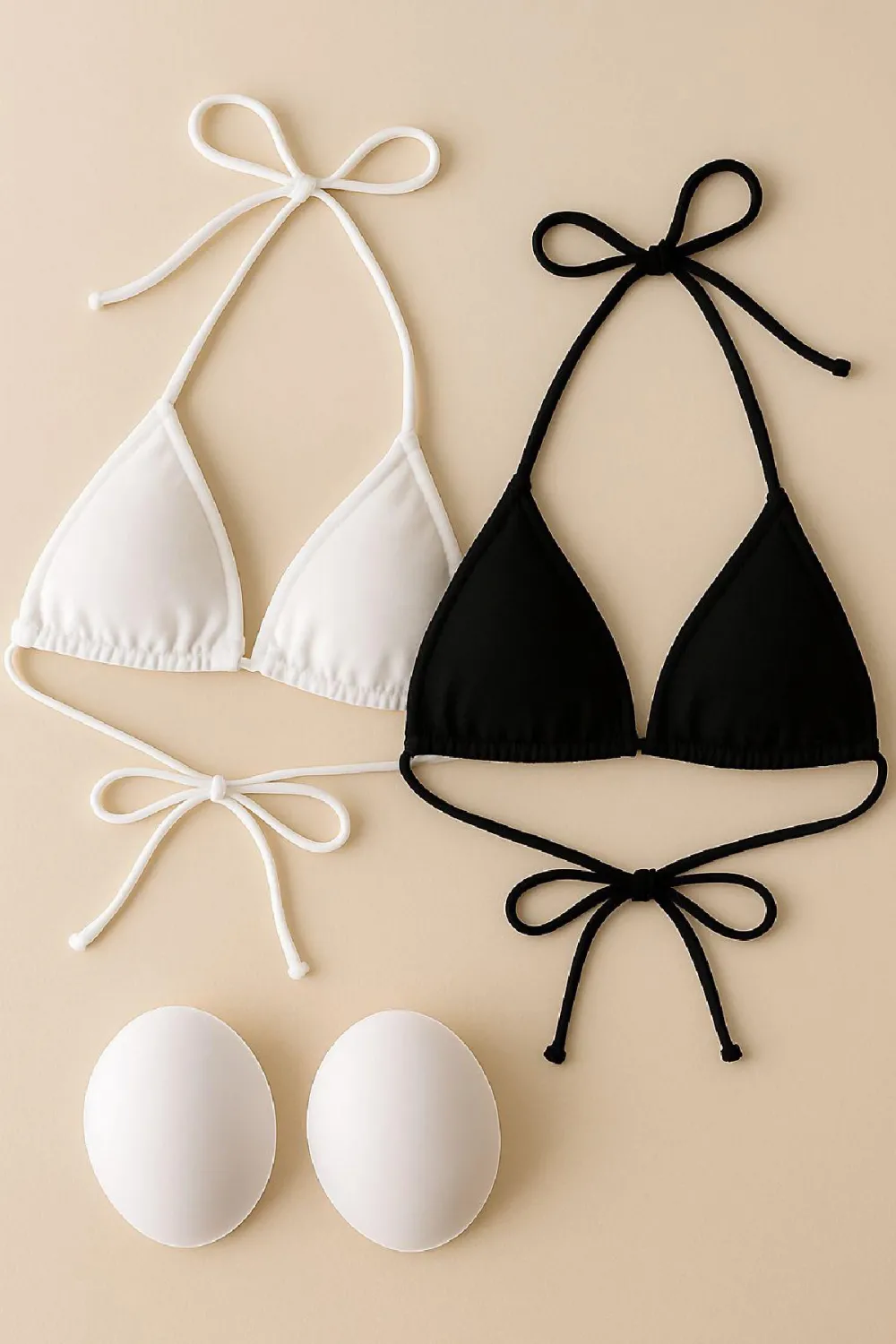 ieg™ Kadın Siyah ve Beyaz Minimal Kesim Üçgen Bikini Üstü