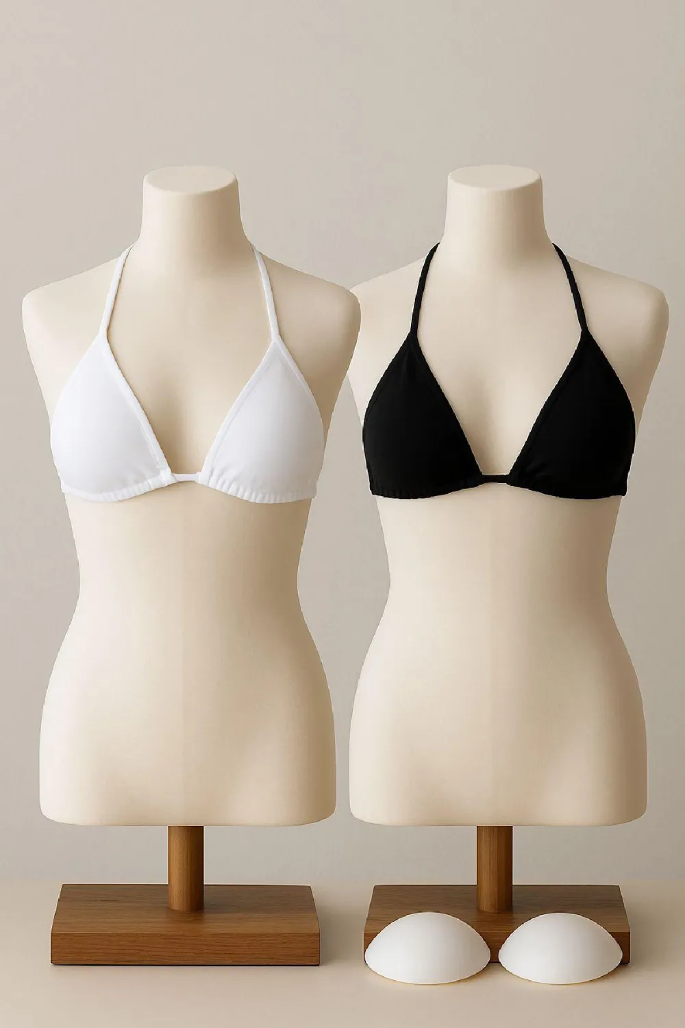 ieg™ Kadın Siyah ve Beyaz Minimal Kesim Üçgen Bikini Üstü