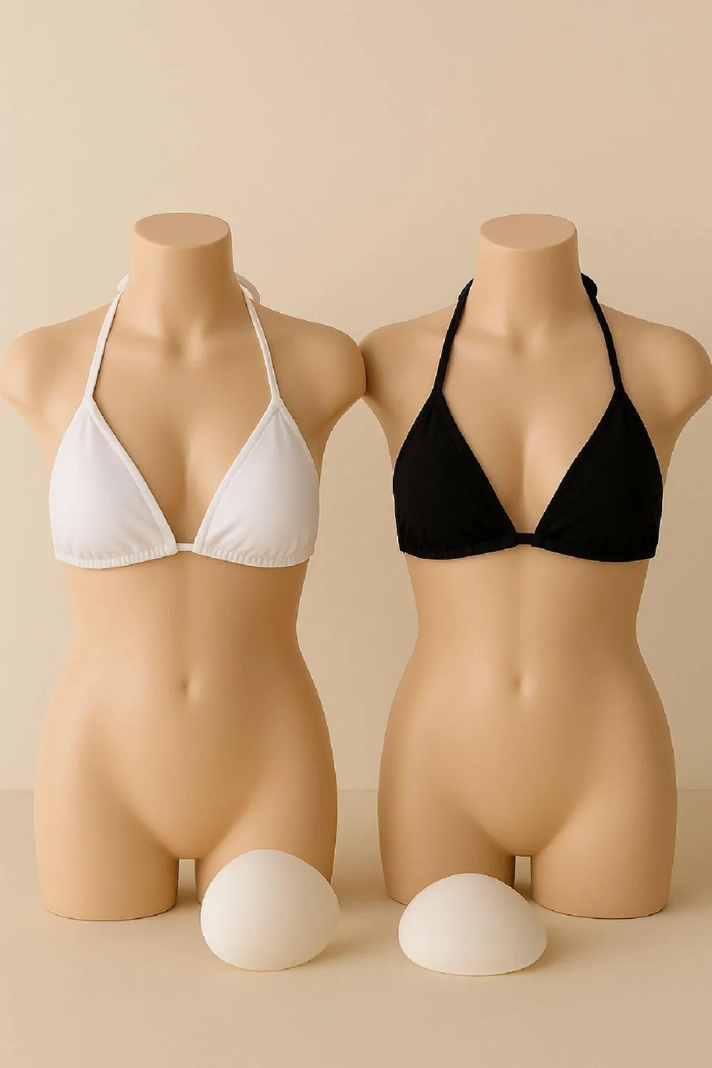 ieg™ Kadın Siyah ve Beyaz Minimal Kesim Üçgen Bikini Üstü