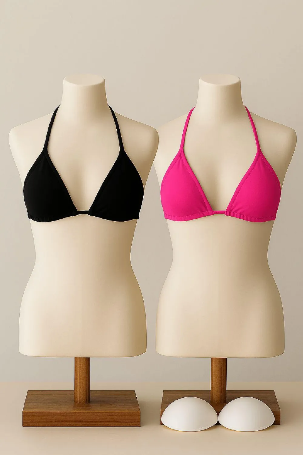 ieg™ Kadın Siyah ve Fuşya Minimal Kesim Üçgen Bikini Üstü
