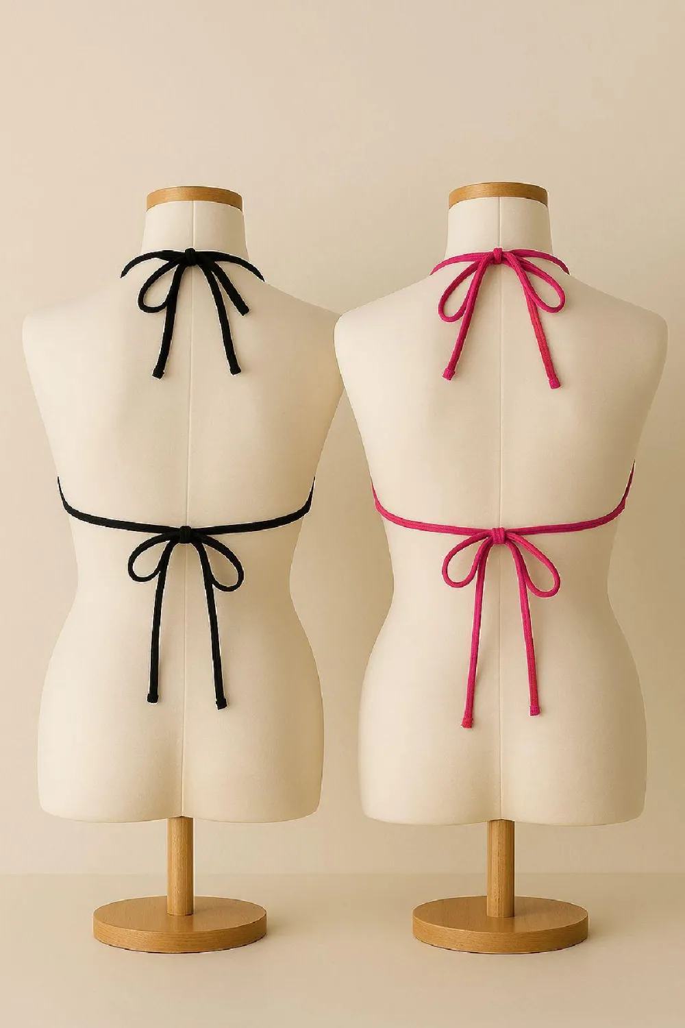 ieg™ Kadın Siyah ve Fuşya Minimal Kesim Üçgen Bikini Üstü