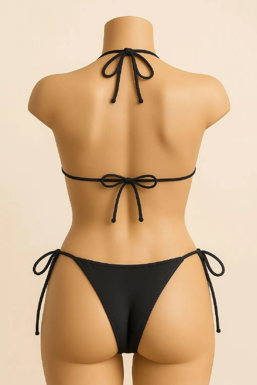 ieg™ Kadın Siyah Yandan ve Boyundan Bağlamalı Bikini Mayo Takımı