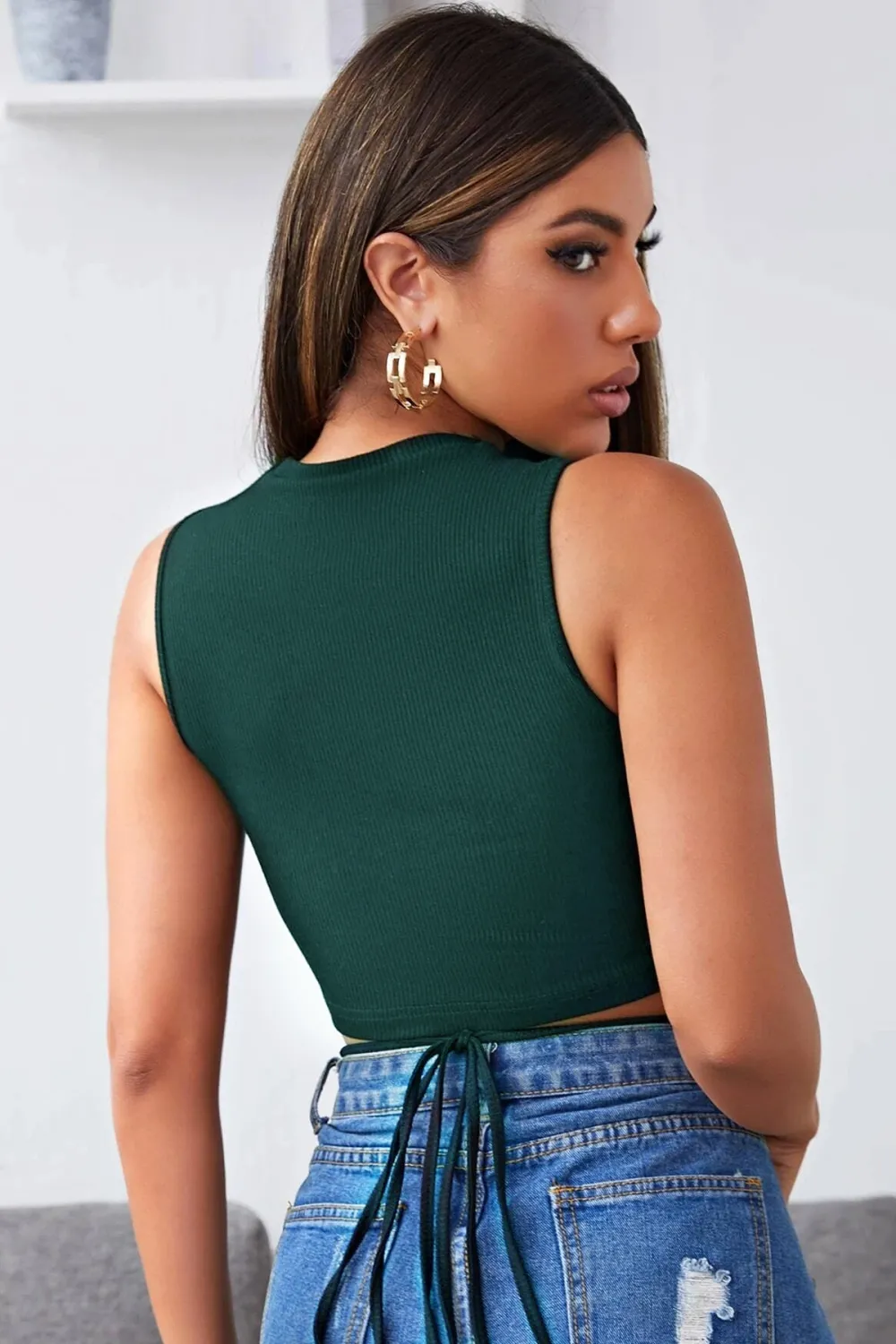 ieg™ Kadın Yeşil Çapraz Bağlamalı Crop Top Büstiyer