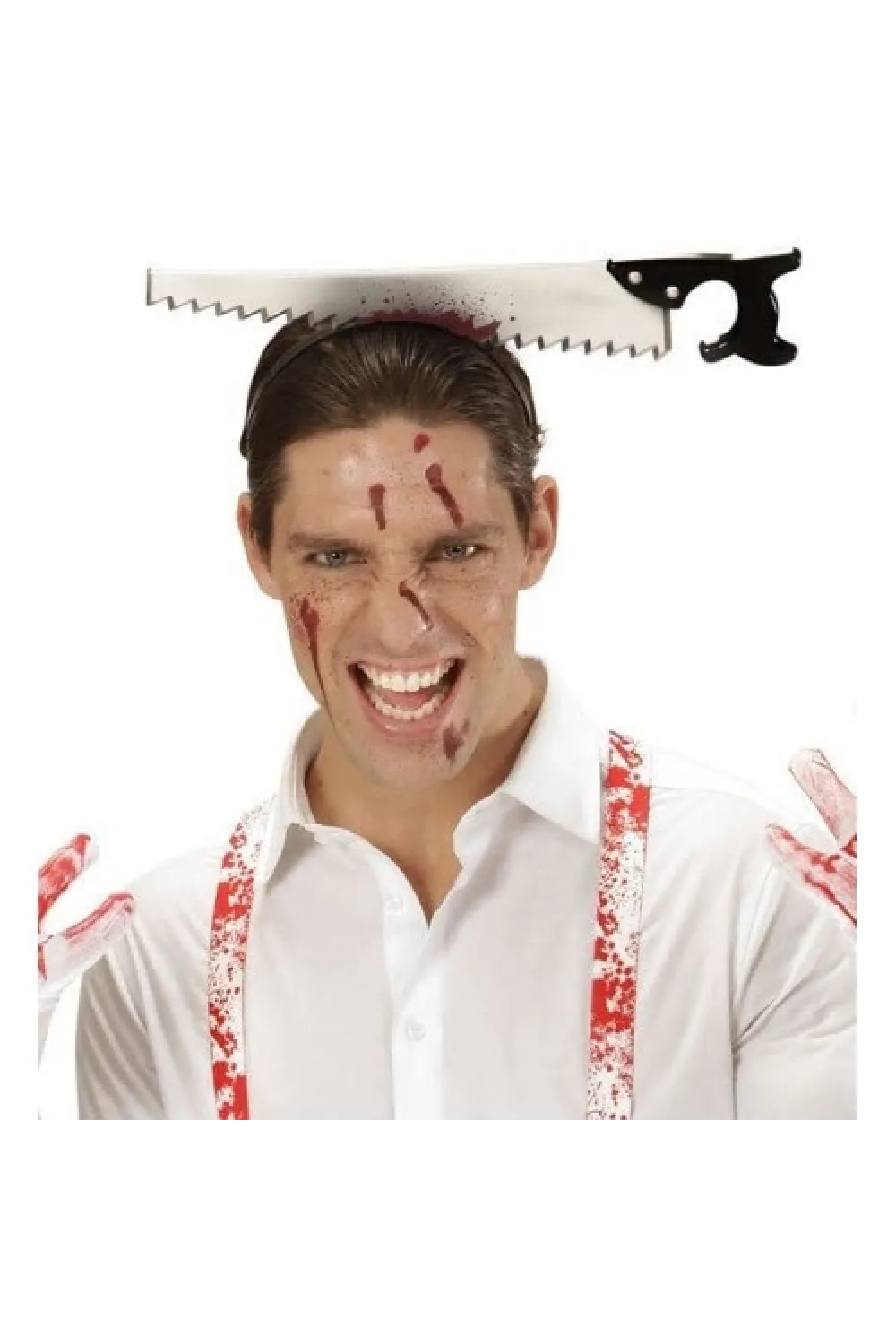 Kafaya Saplanmış Halloween Kanlı Testere Şaka Tacı