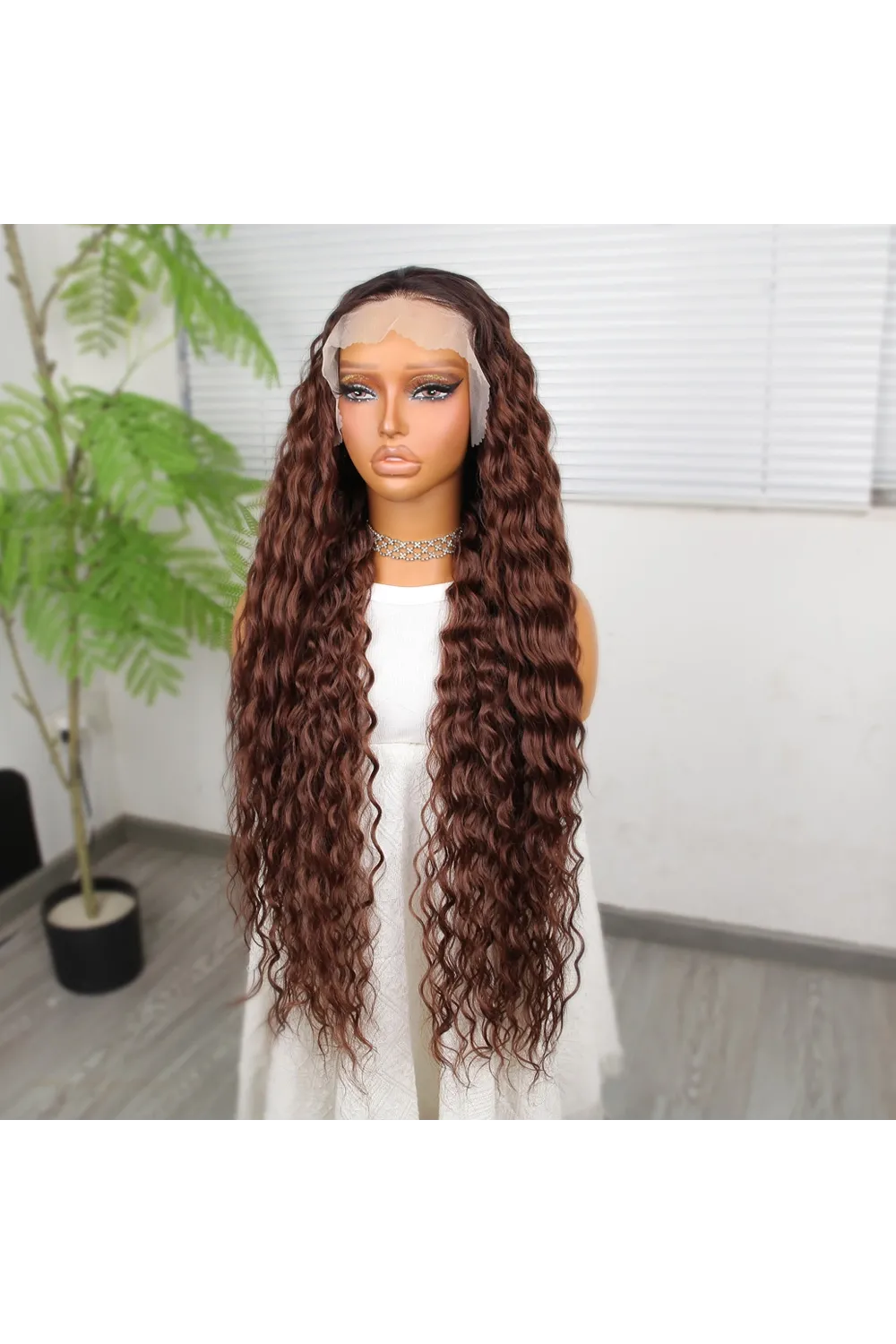 Kahve Karamel Ombreli Fiber Sentetik Tül Peruk